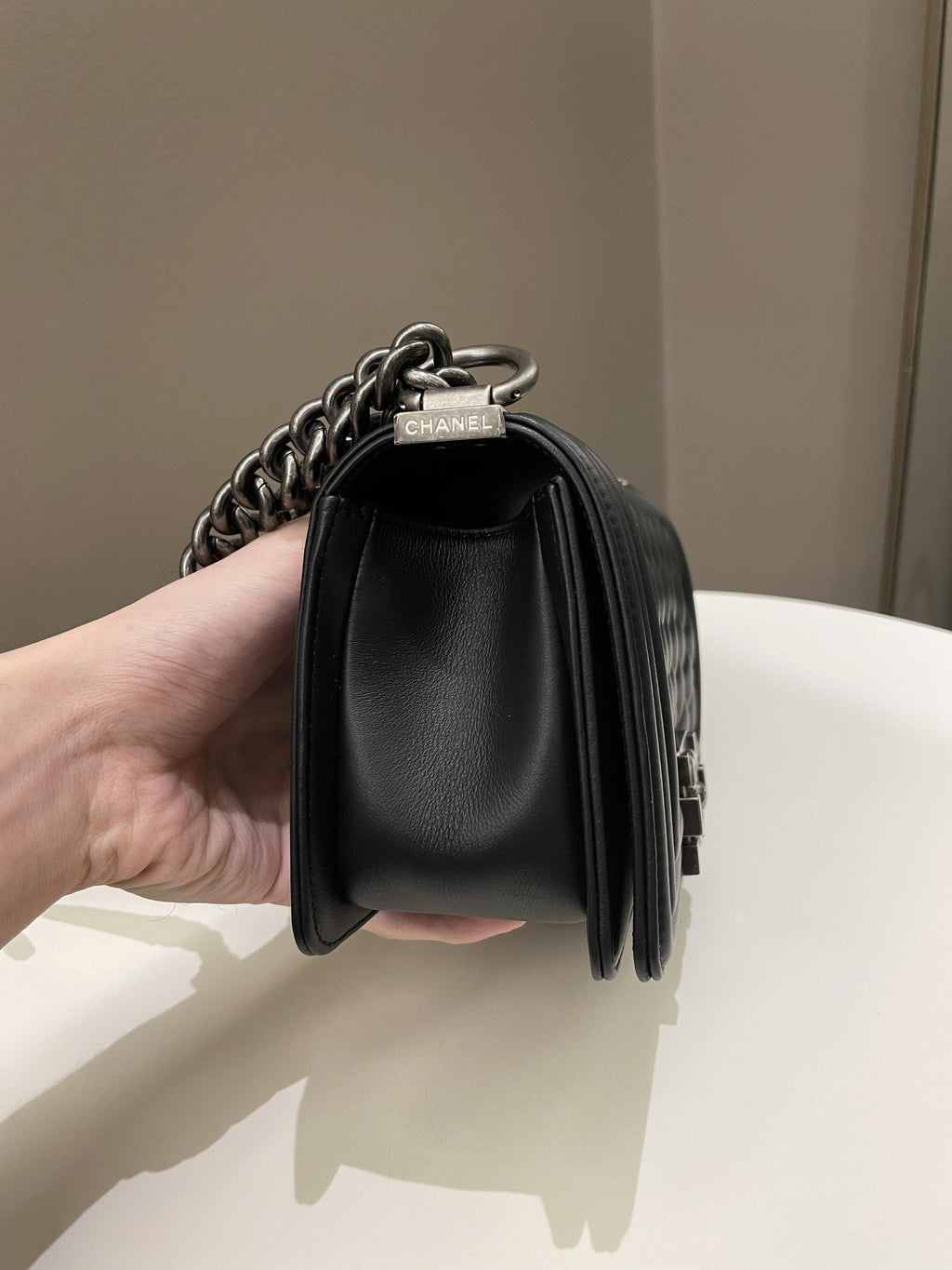 Chanel Quilted Small Boy Black Calfskin