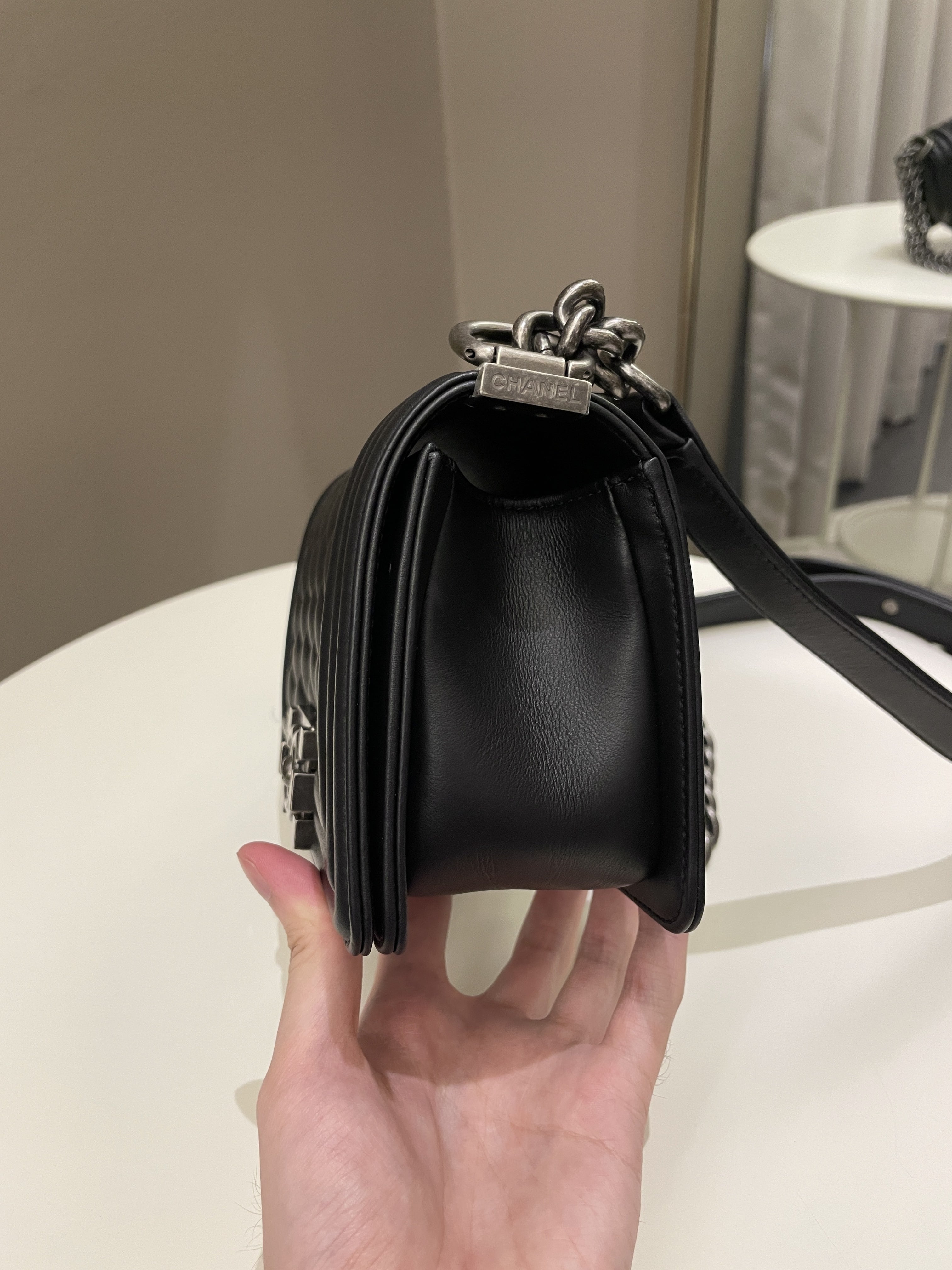 Chanel Quilted Small Boy Black Calfskin