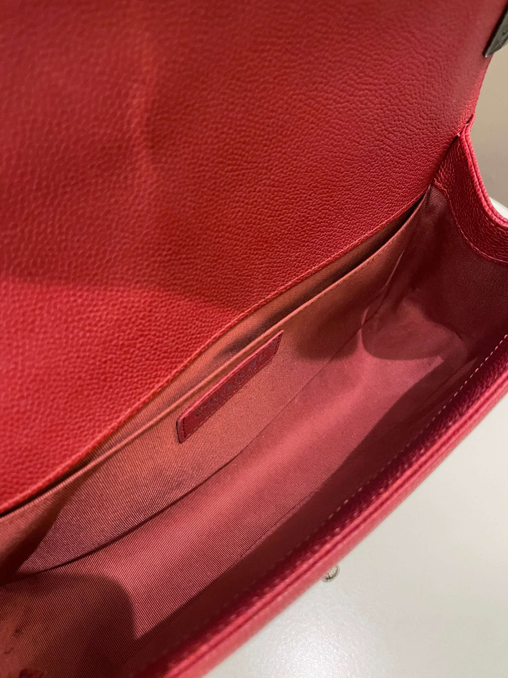 Chanel Quilted Boy Old Medium Red Caviar