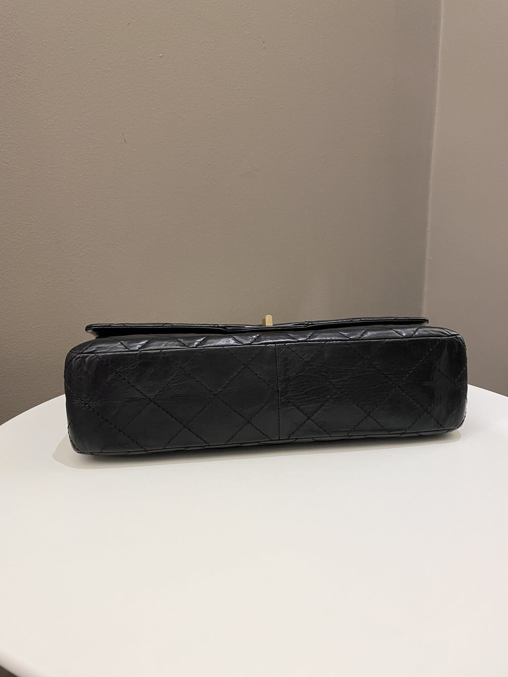 Chanel 2.55 227 Quilted Reissue Double Flap Black Aged Calfskin