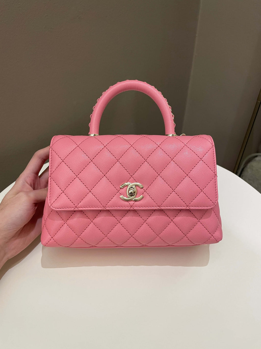Chanel Quilted Coco Chain Handle Pink Caviar