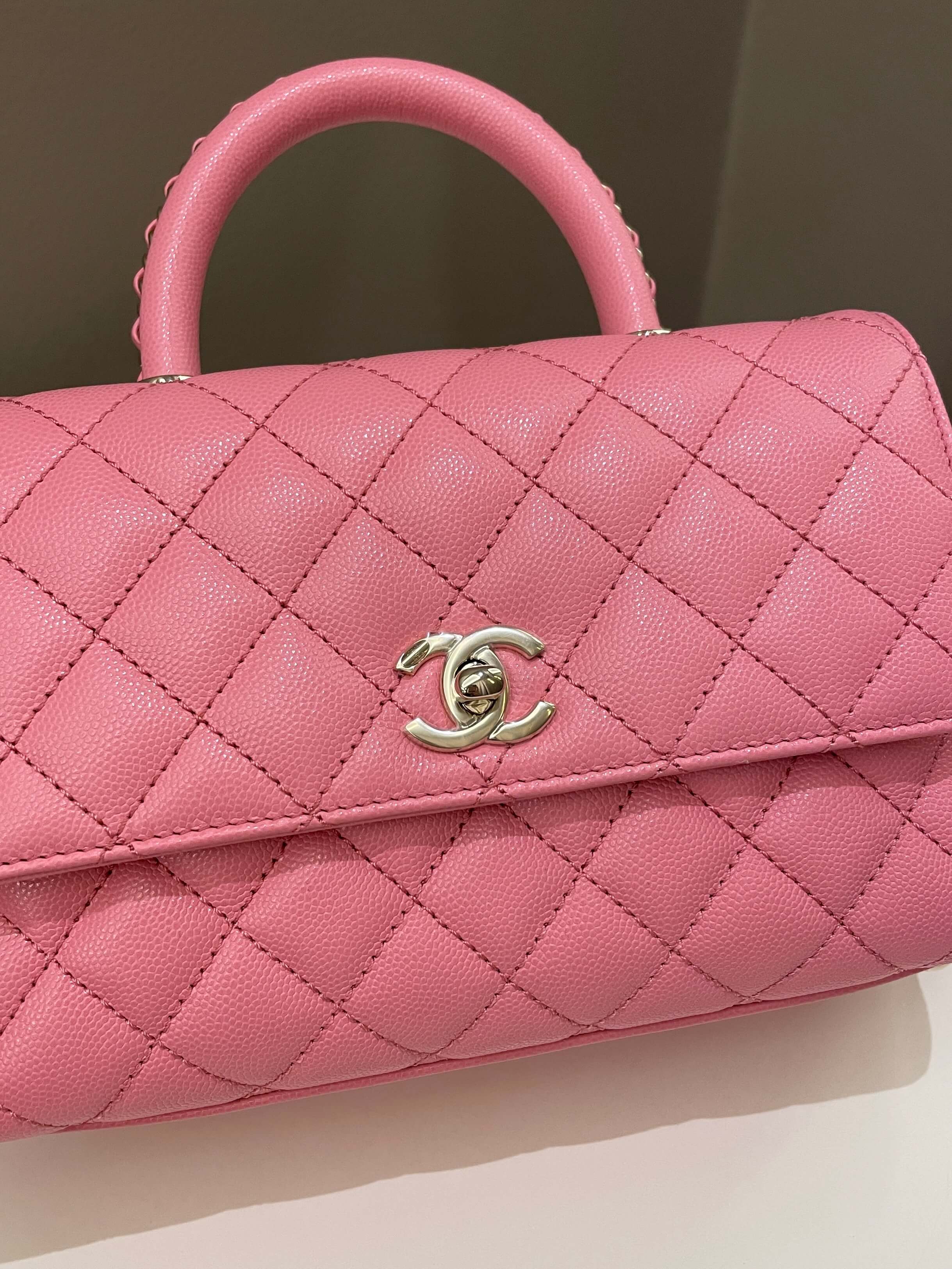Chanel Quilted Coco Chain Handle Pink Caviar