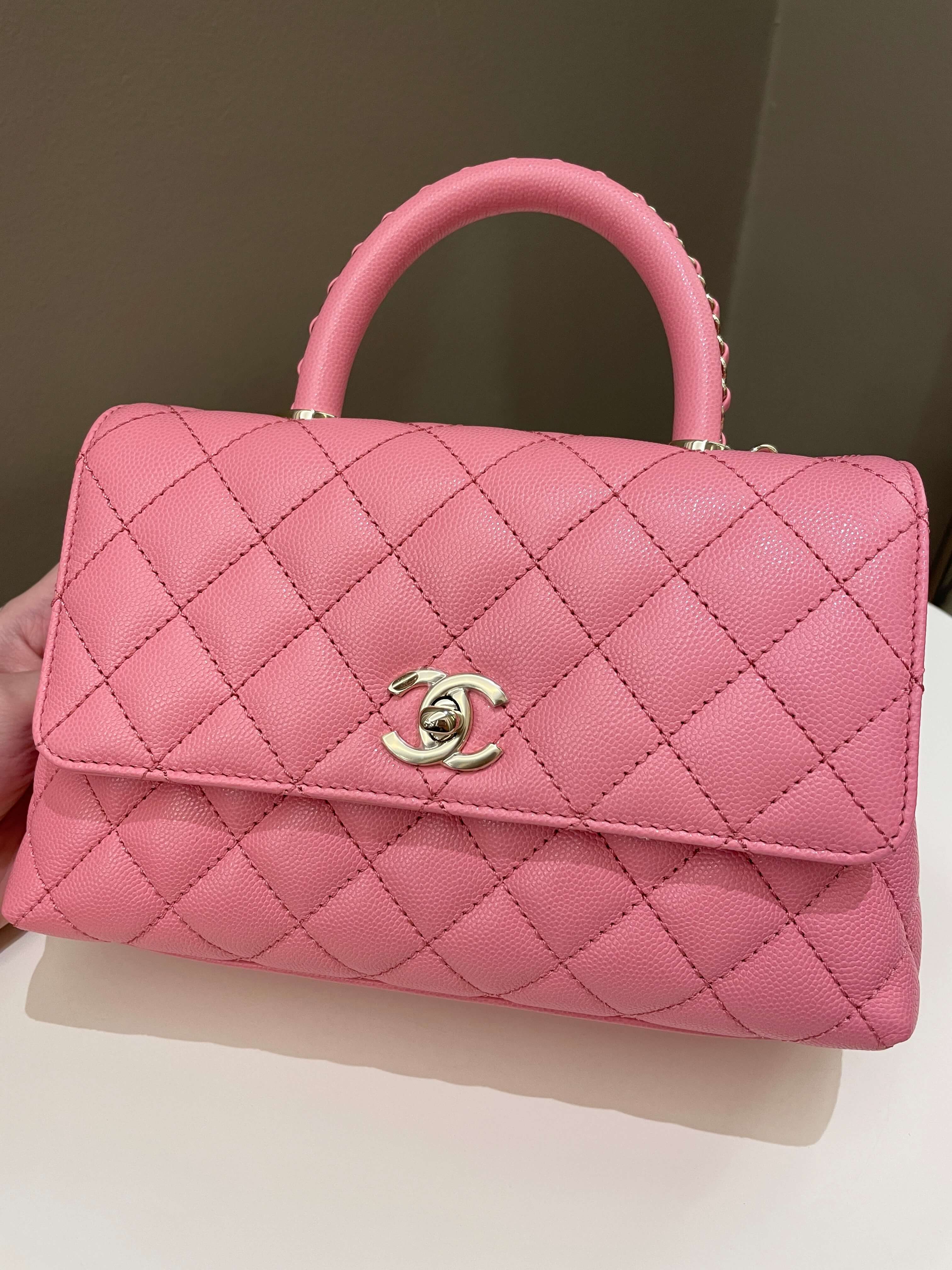 Chanel Quilted Coco Chain Handle Pink Caviar