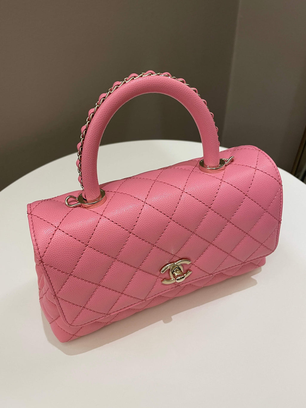 Chanel Quilted Coco Chain Handle Pink Caviar
