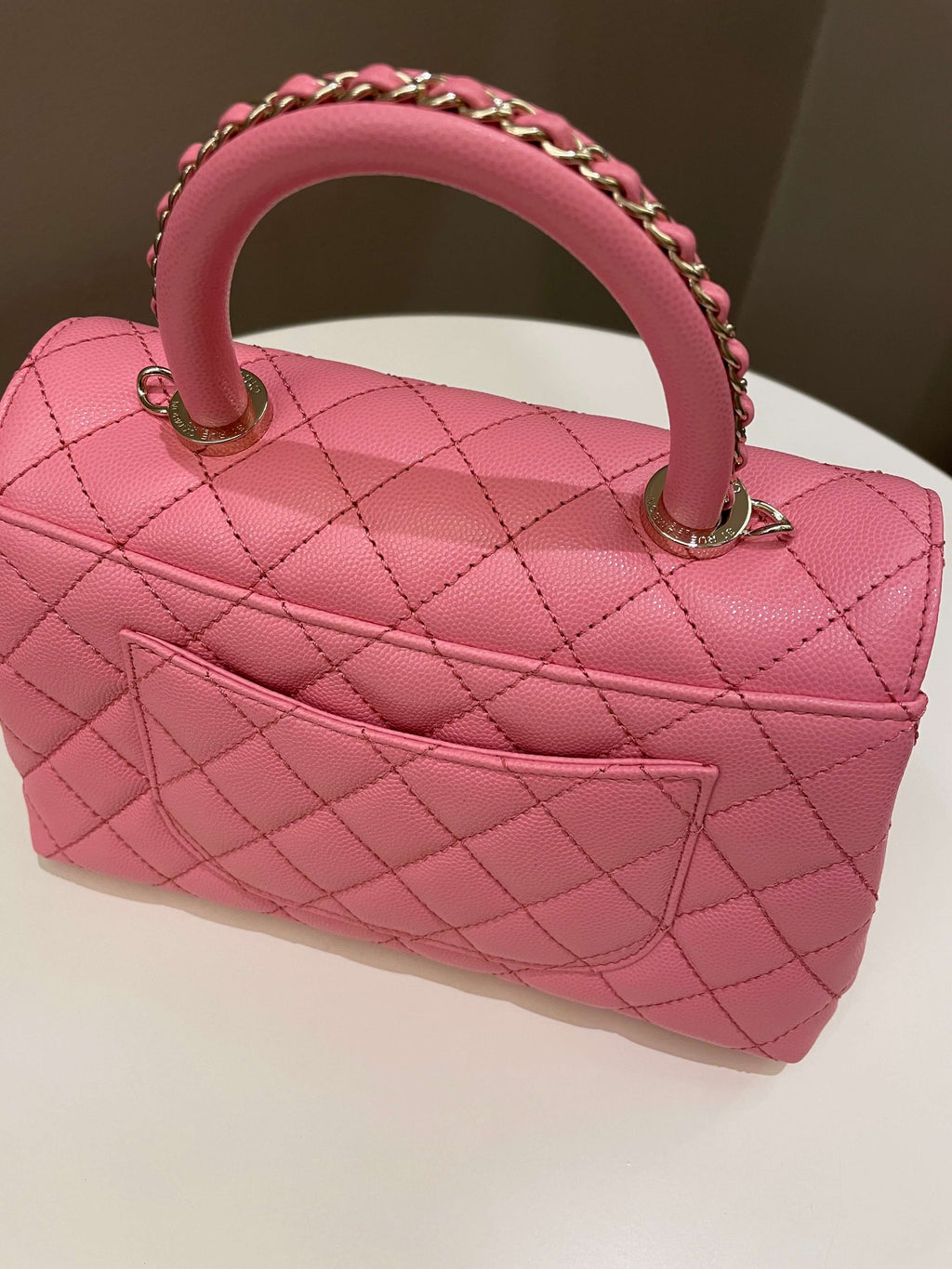 Chanel Quilted Coco Chain Handle Pink Caviar