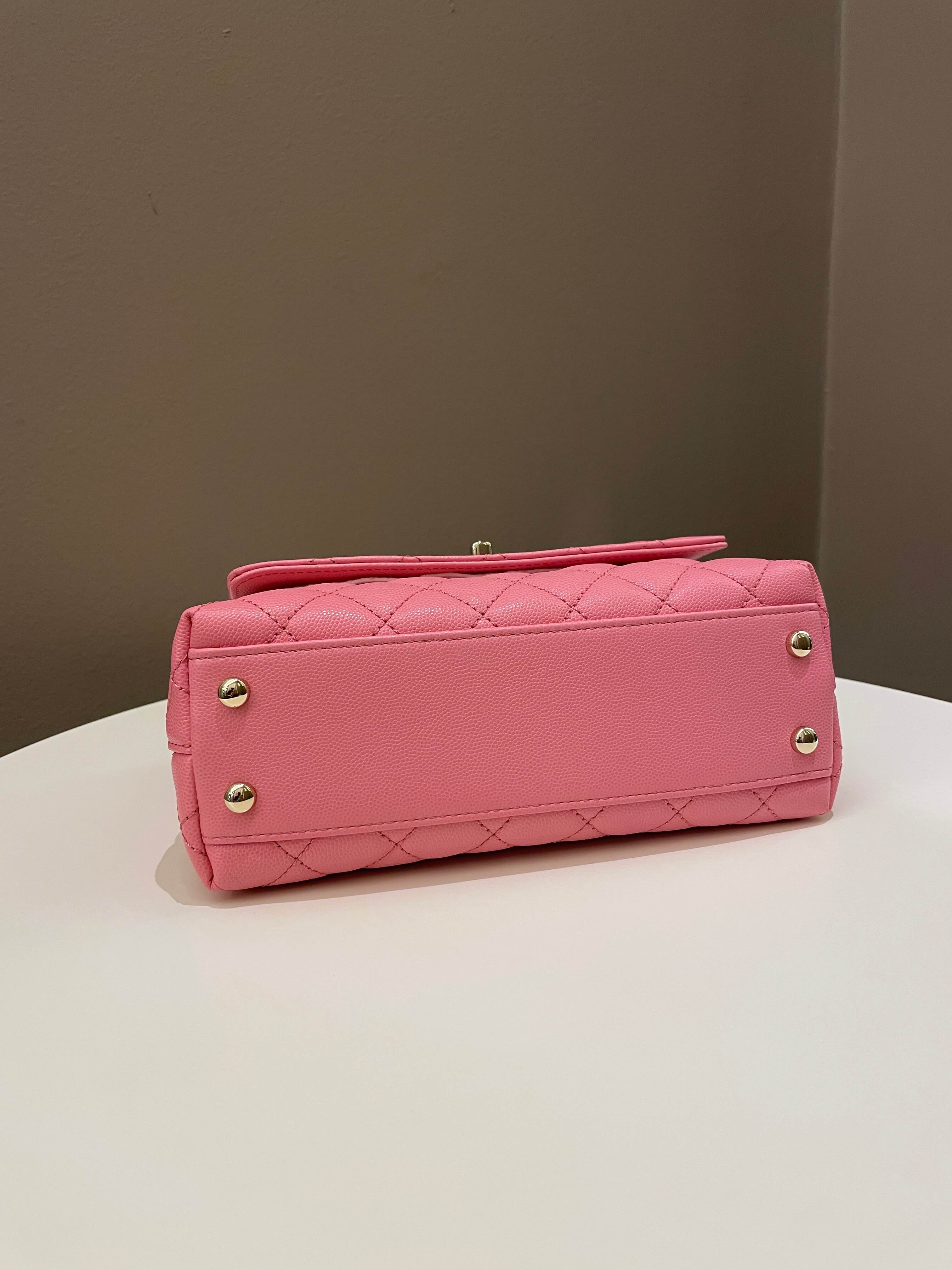 Chanel Quilted Coco Chain Handle Pink Caviar