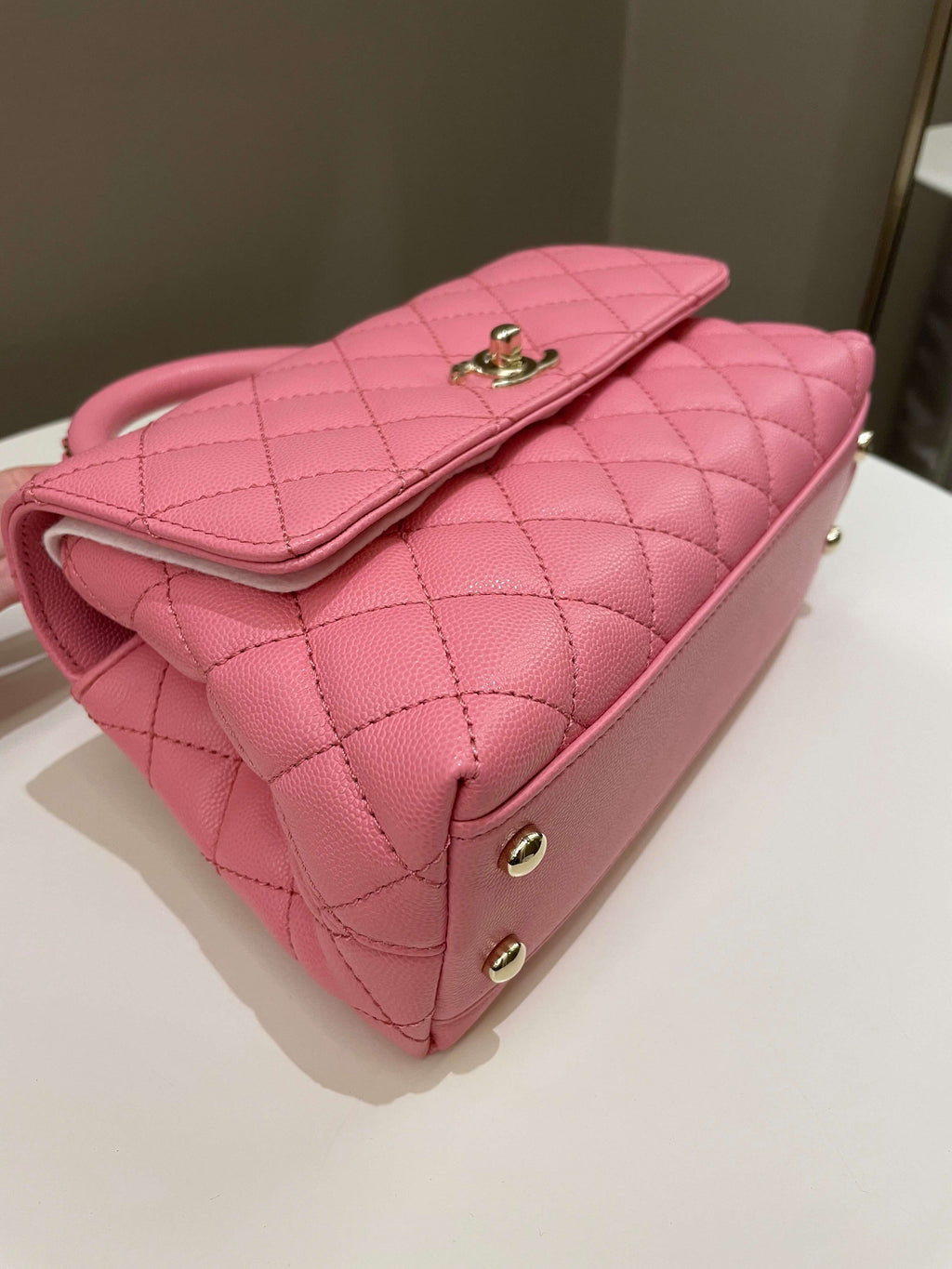 Chanel Quilted Coco Chain Handle Pink Caviar