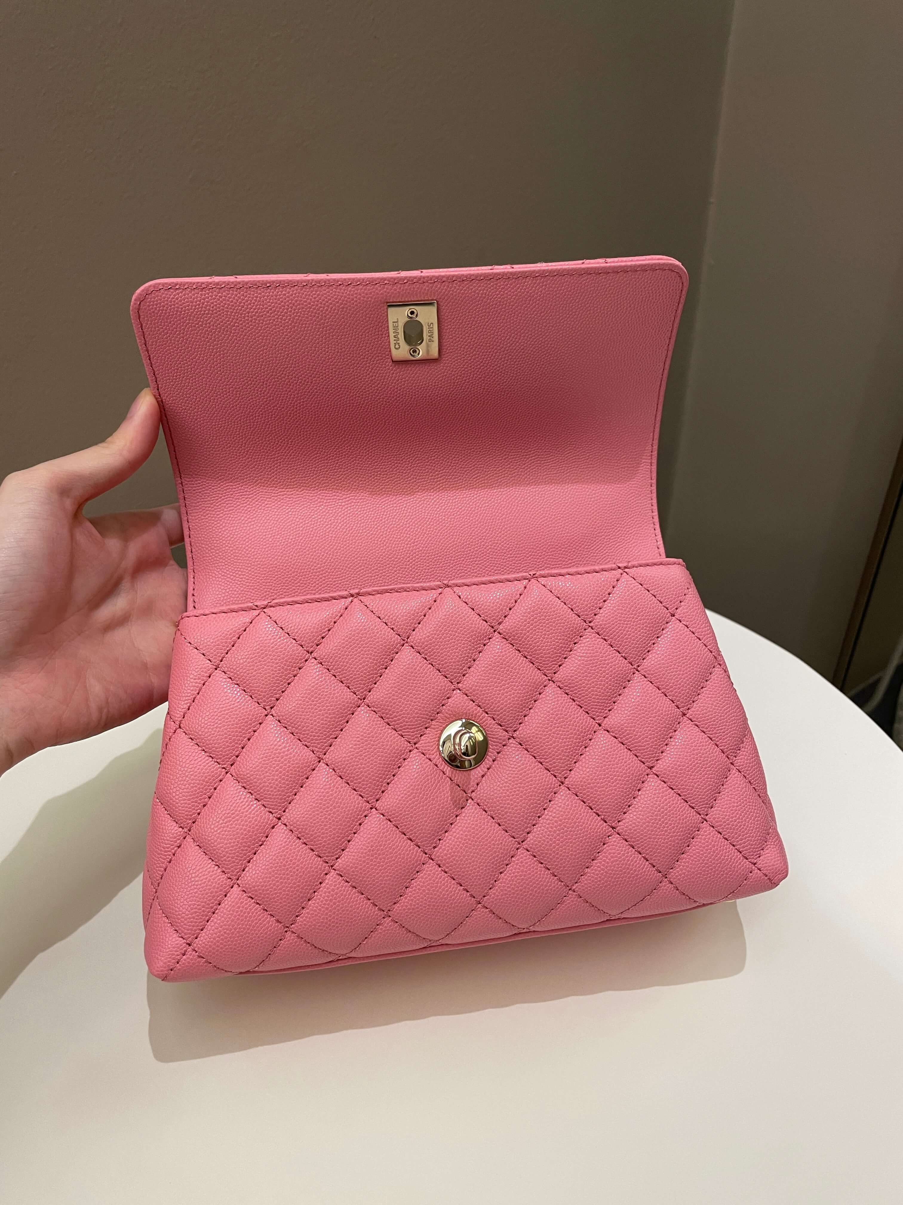 Chanel Quilted Coco Chain Handle Pink Caviar