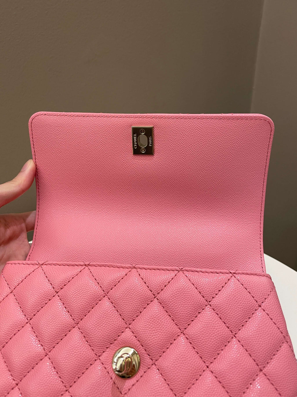 Chanel Quilted Coco Chain Handle Pink Caviar