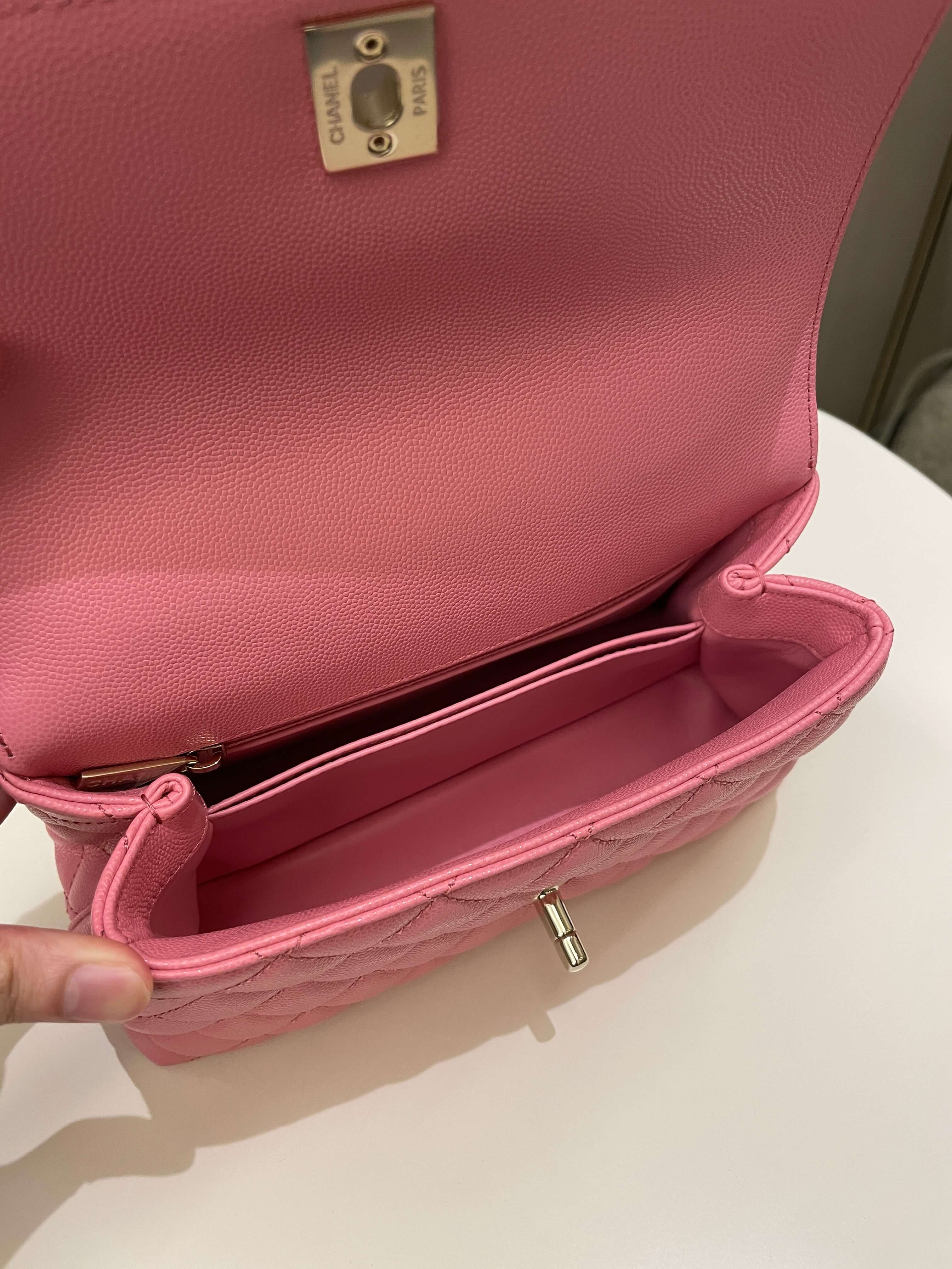Chanel Quilted Coco Chain Handle Pink Caviar