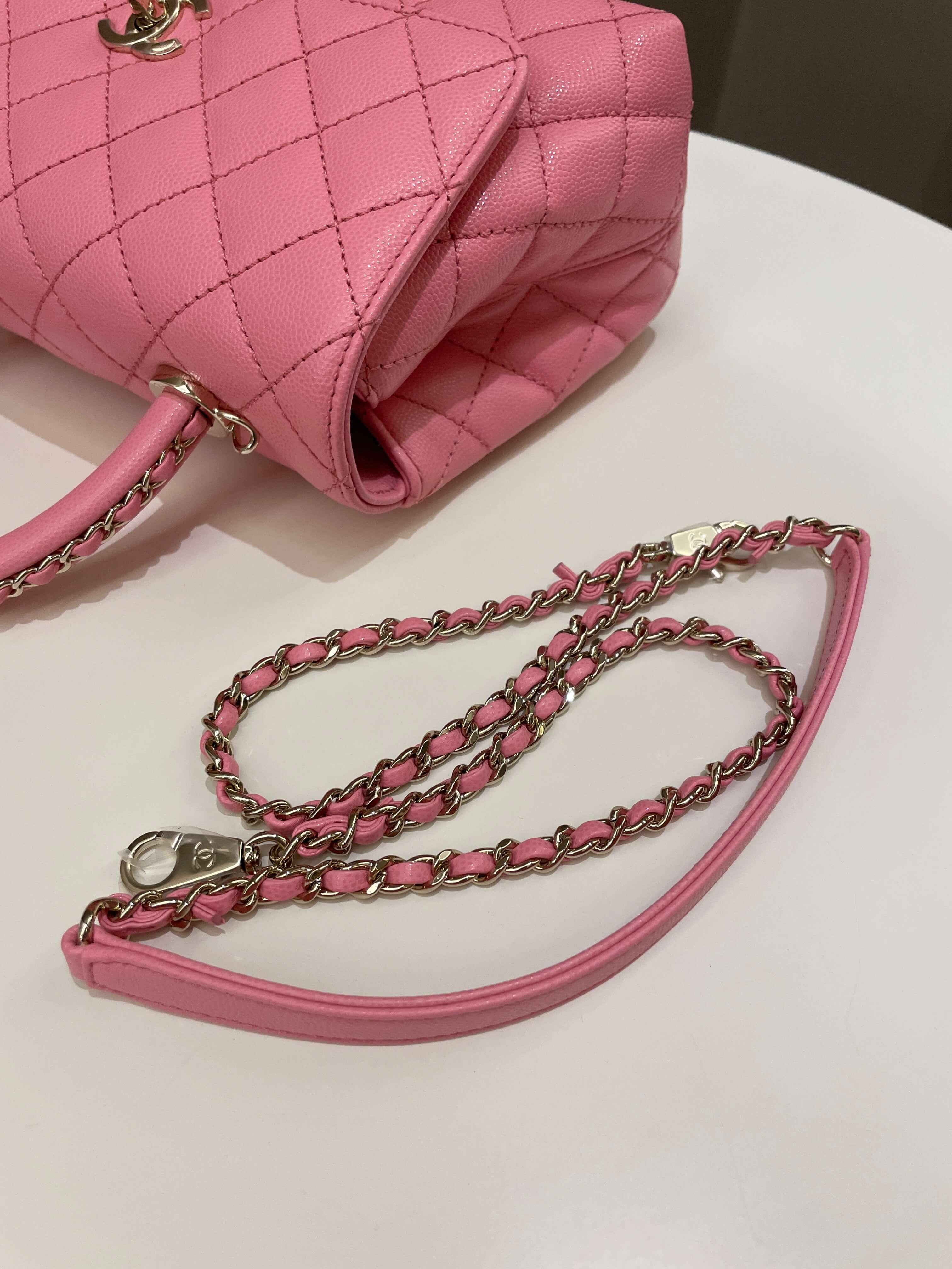 Chanel Quilted Coco Chain Handle Pink Caviar