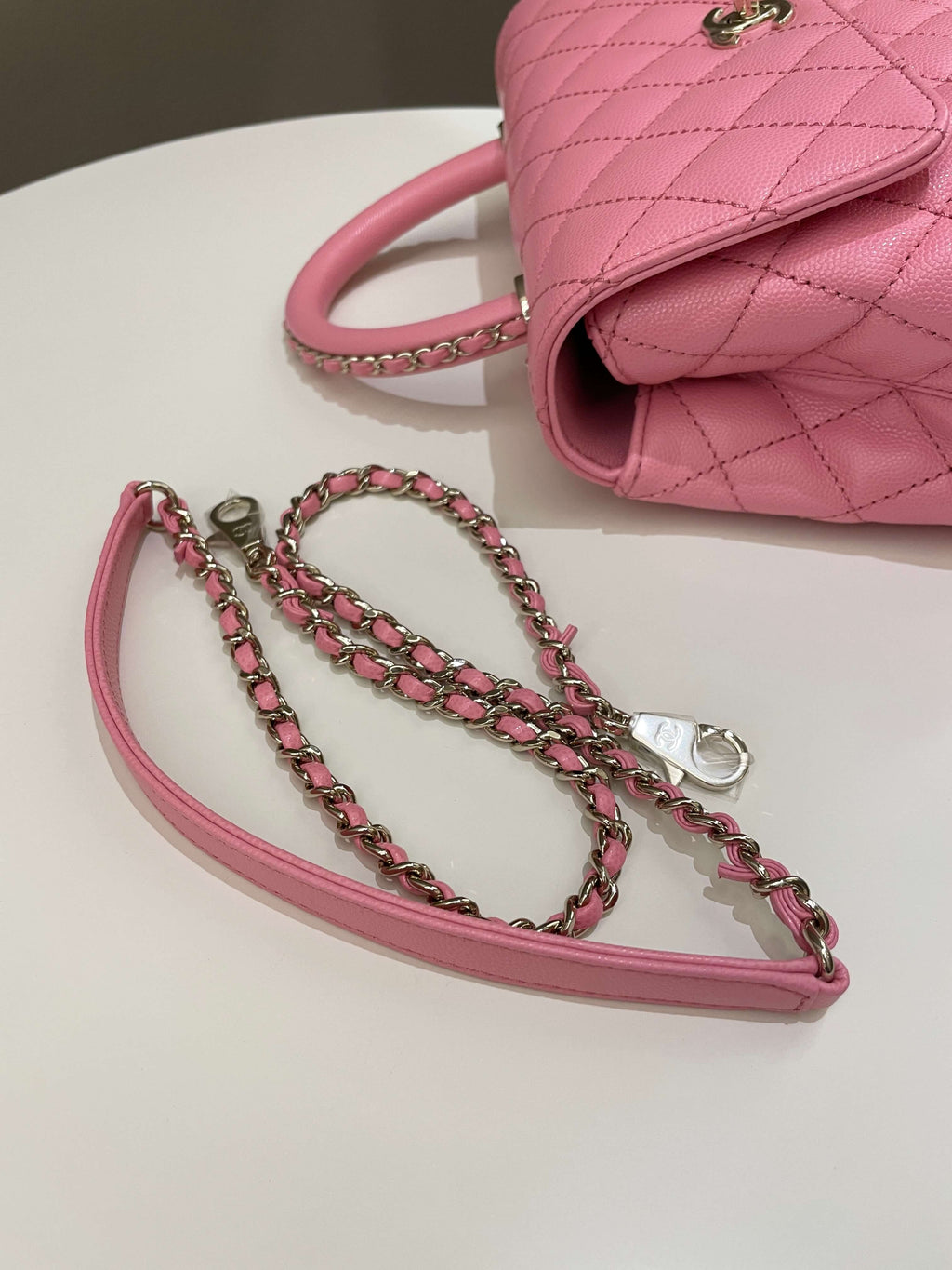 Chanel Quilted Coco Chain Handle Pink Caviar