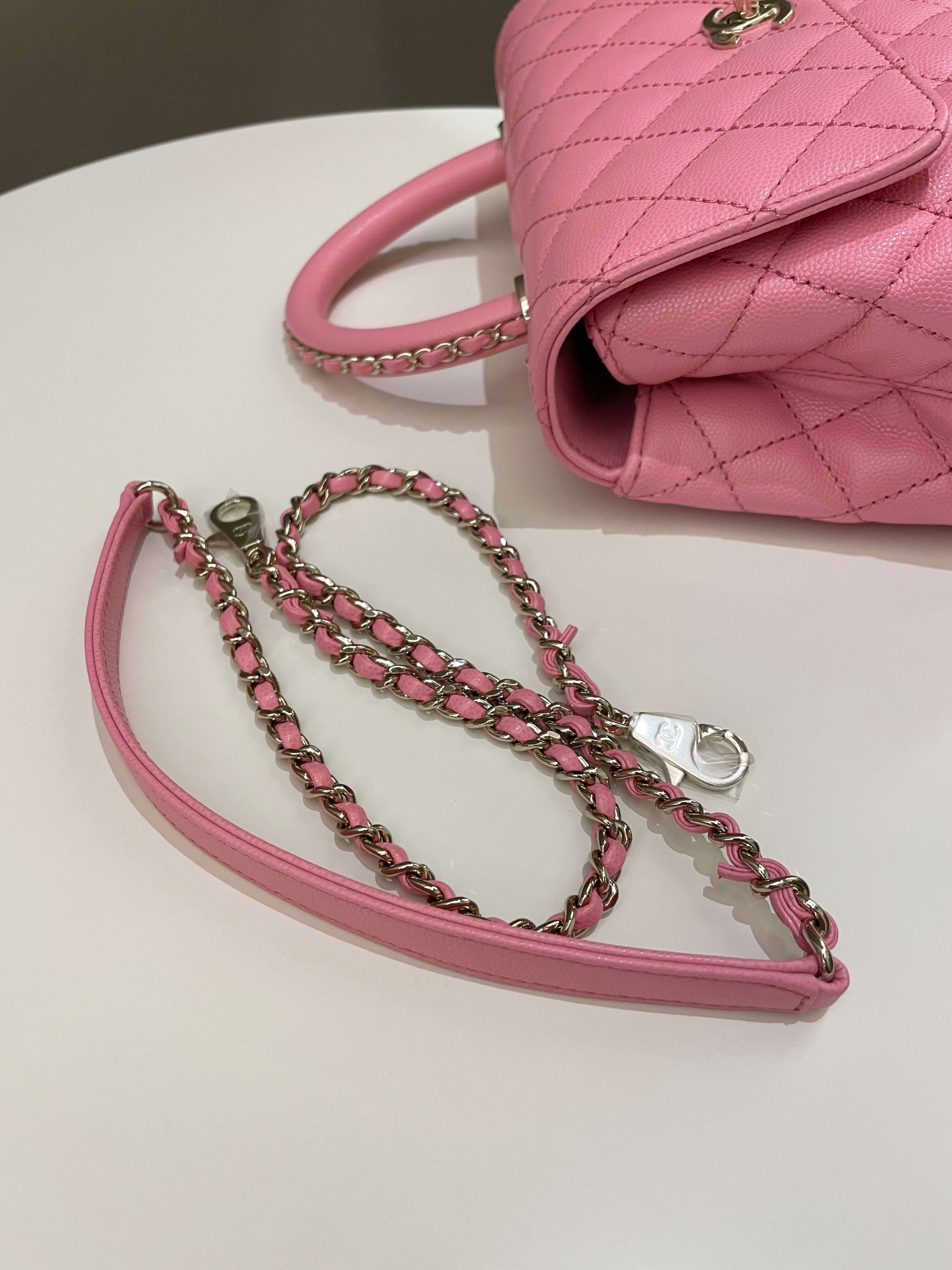 Chanel Quilted Coco Chain Handle Pink Caviar