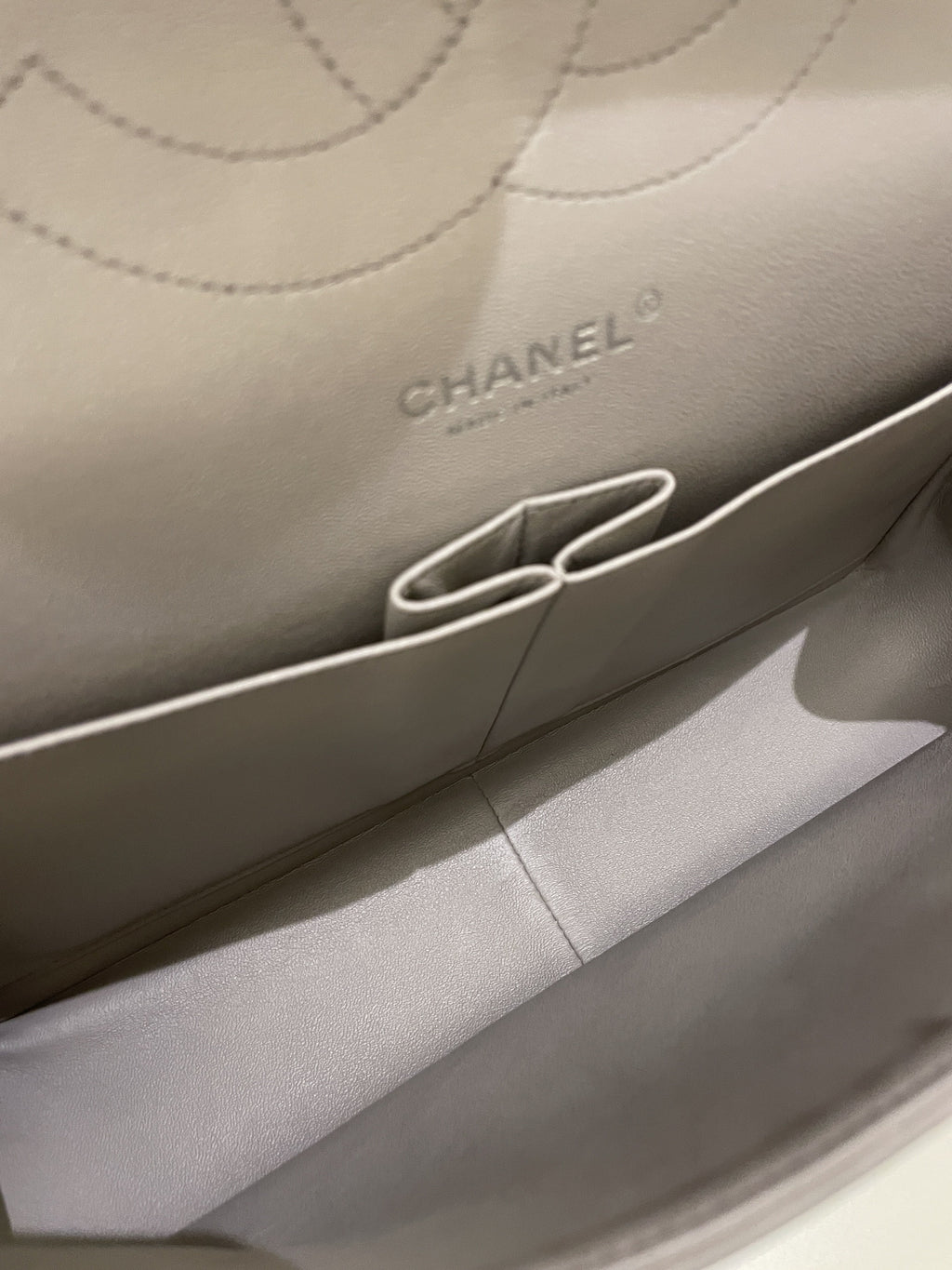 Chanel Classic Quilted Jumbo Double Flap Grey Lambskin