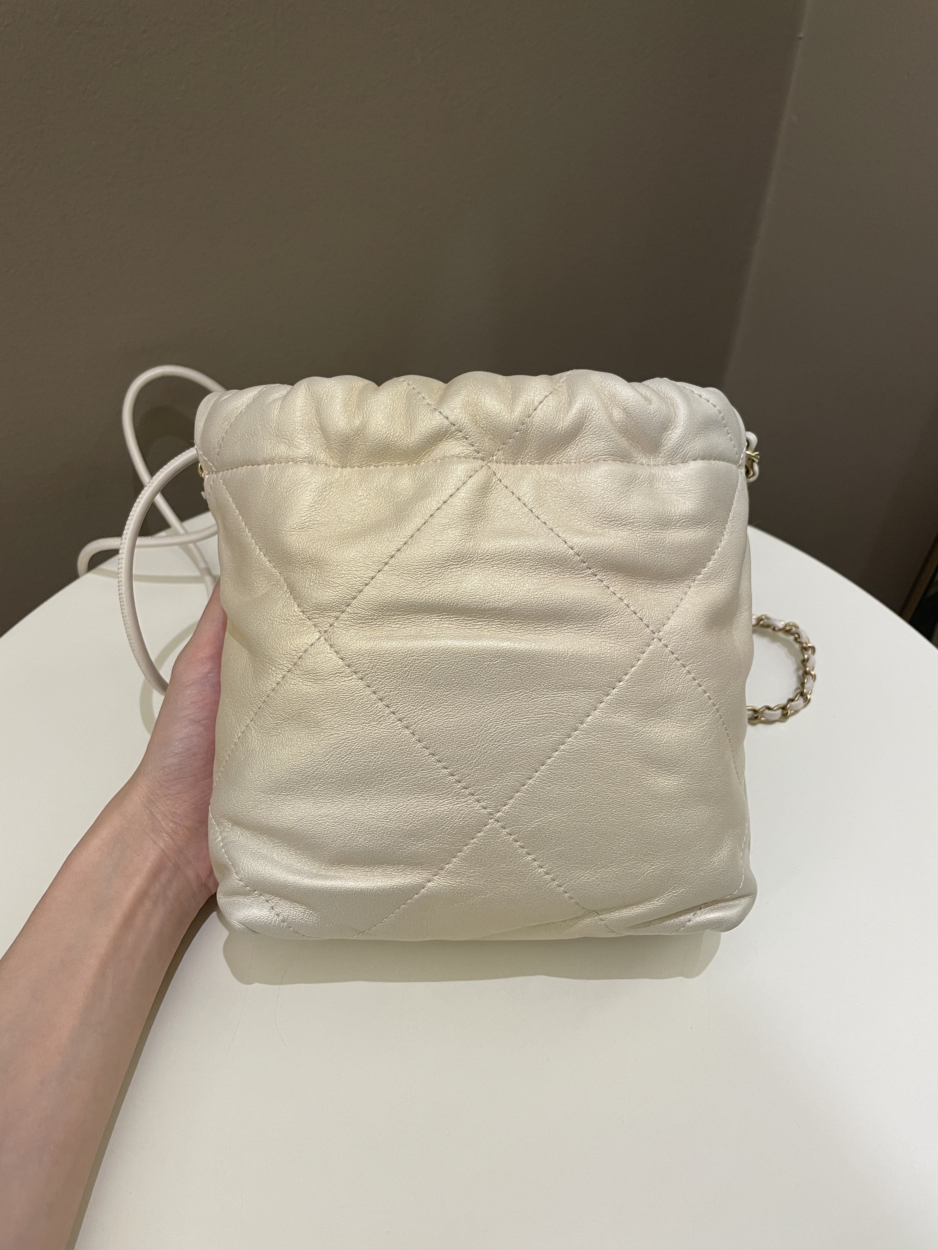 Chanel 23S Mini 22 Iridescent Ecru Calfskin