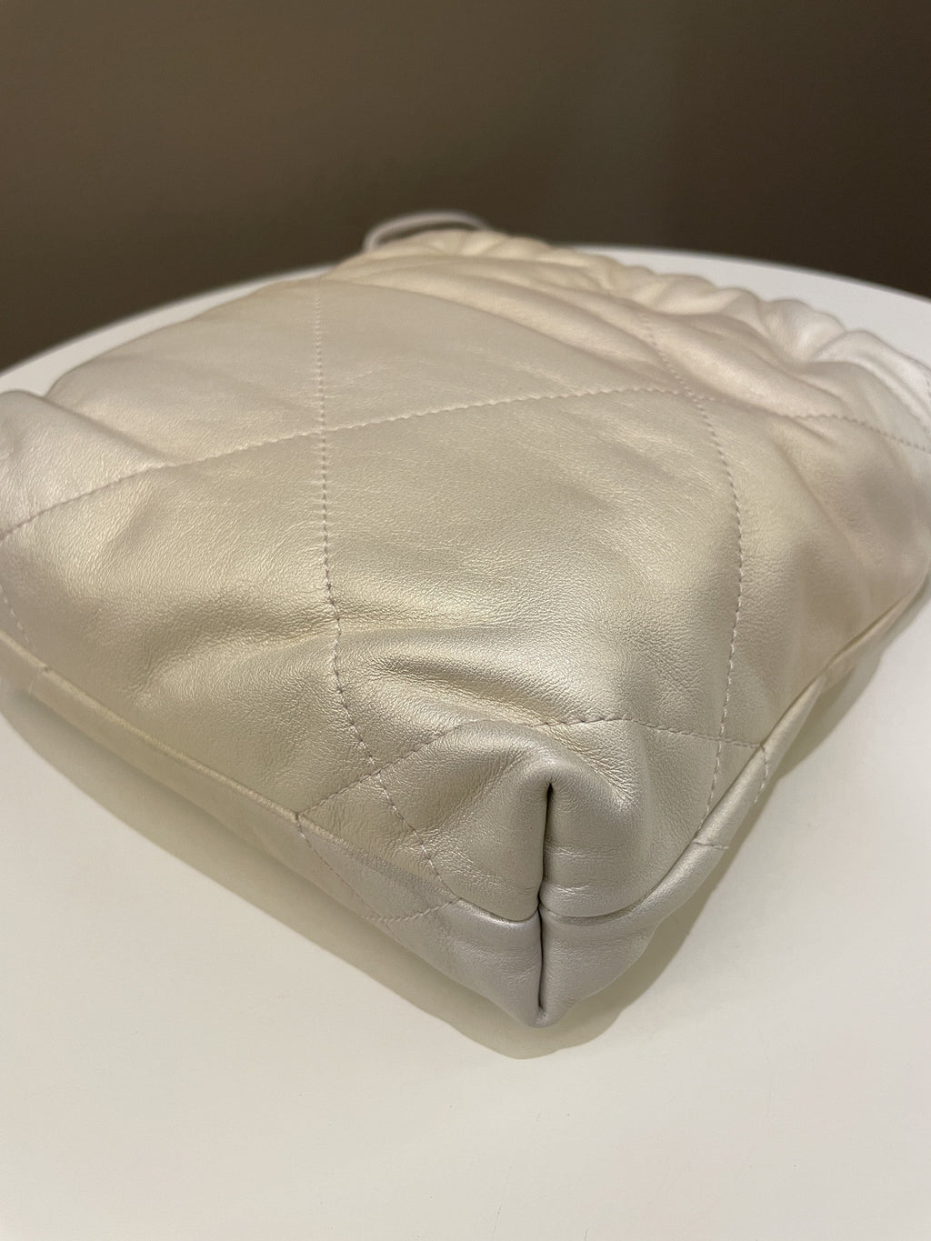 Chanel 23S Mini 22 Iridescent Ecru Calfskin