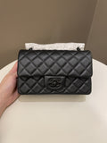 Chanel Classic So Black Quilted Mini Rectangular Black