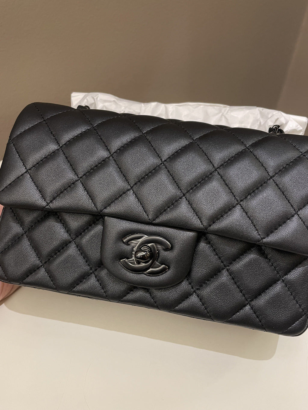 Chanel Classic So Black Quilted Mini Rectangular Black