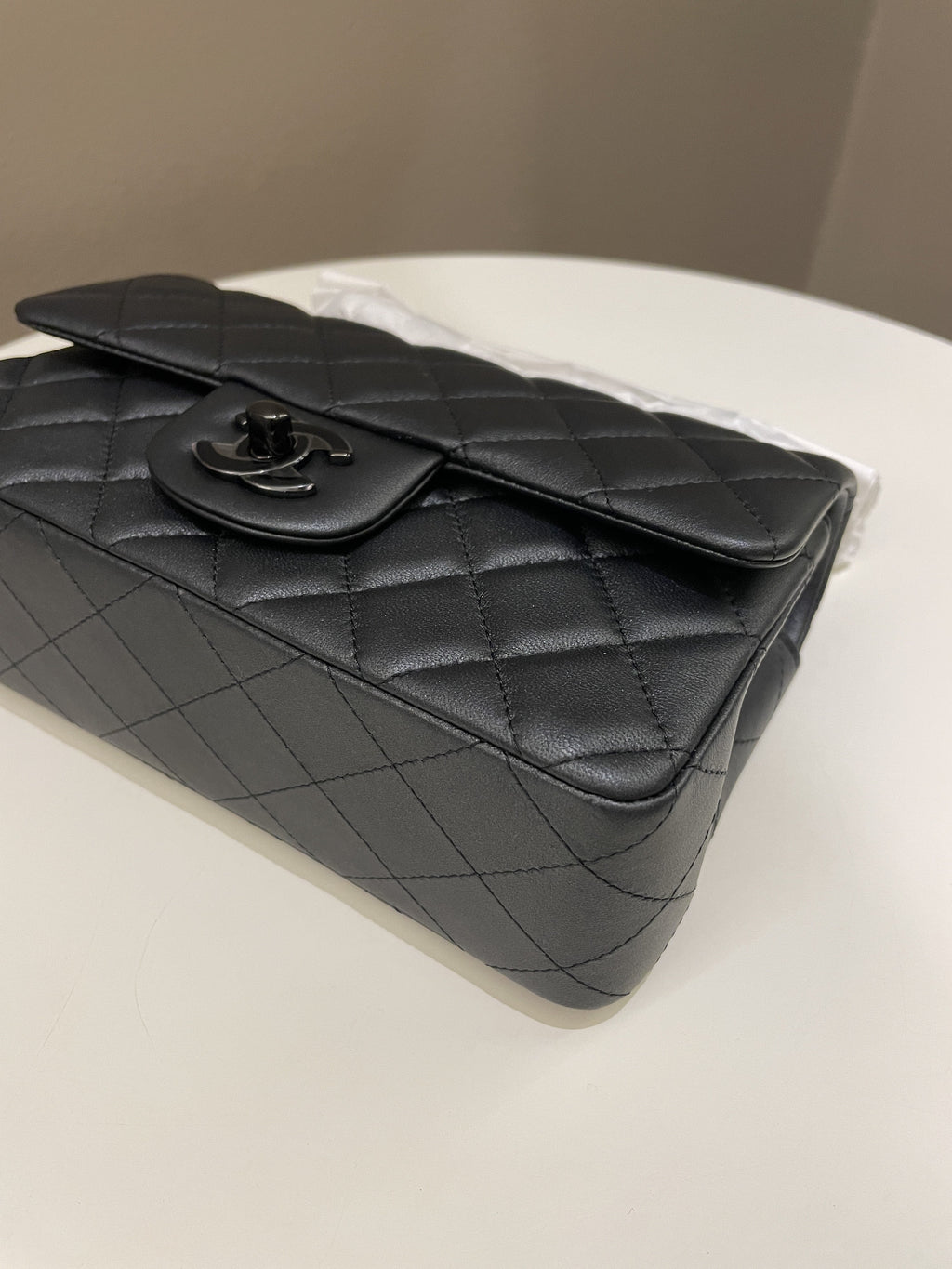 Chanel Classic So Black Quilted Mini Rectangular Black
