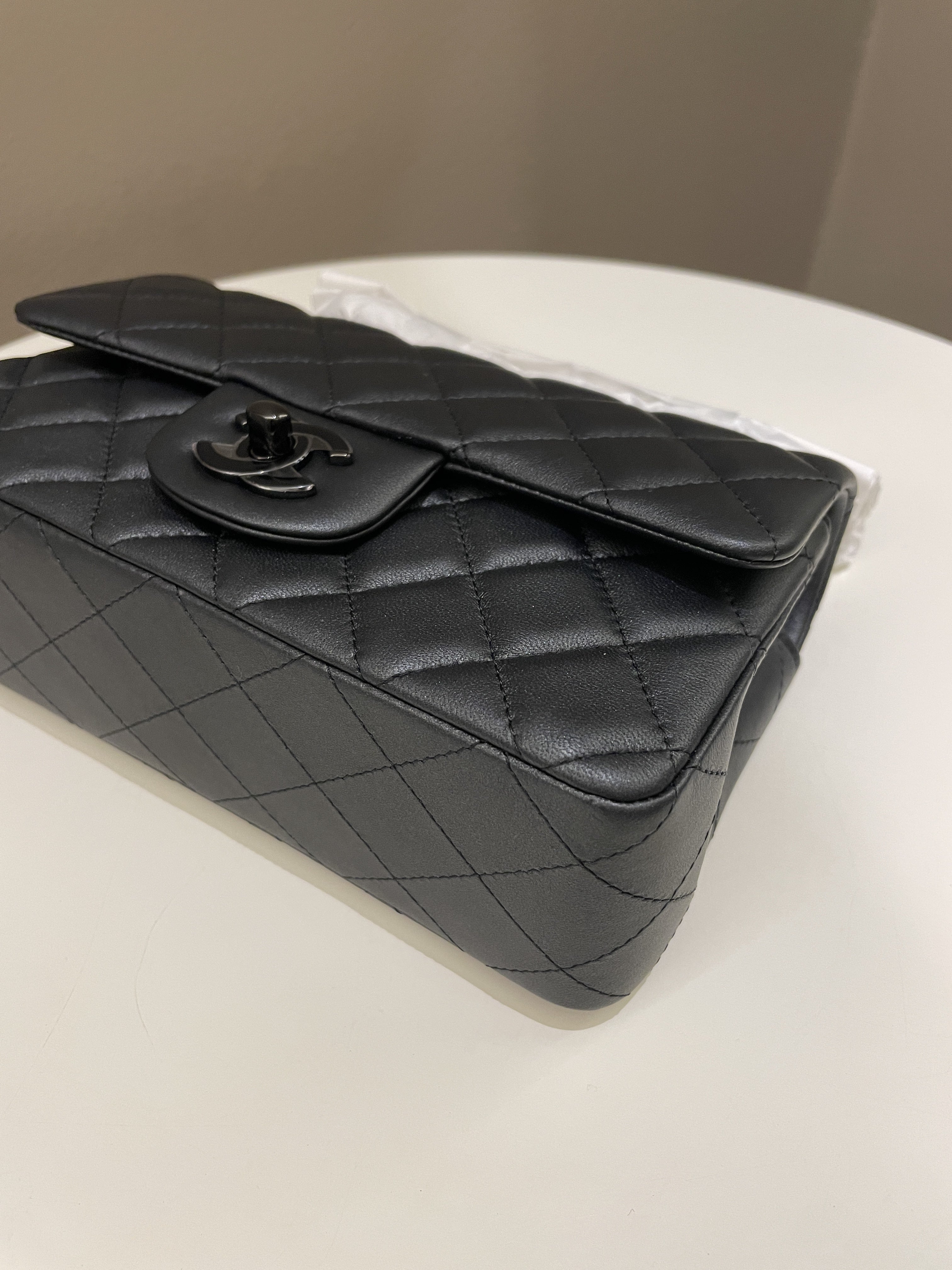 Chanel Classic So Black Quilted Mini Rectangular Black
