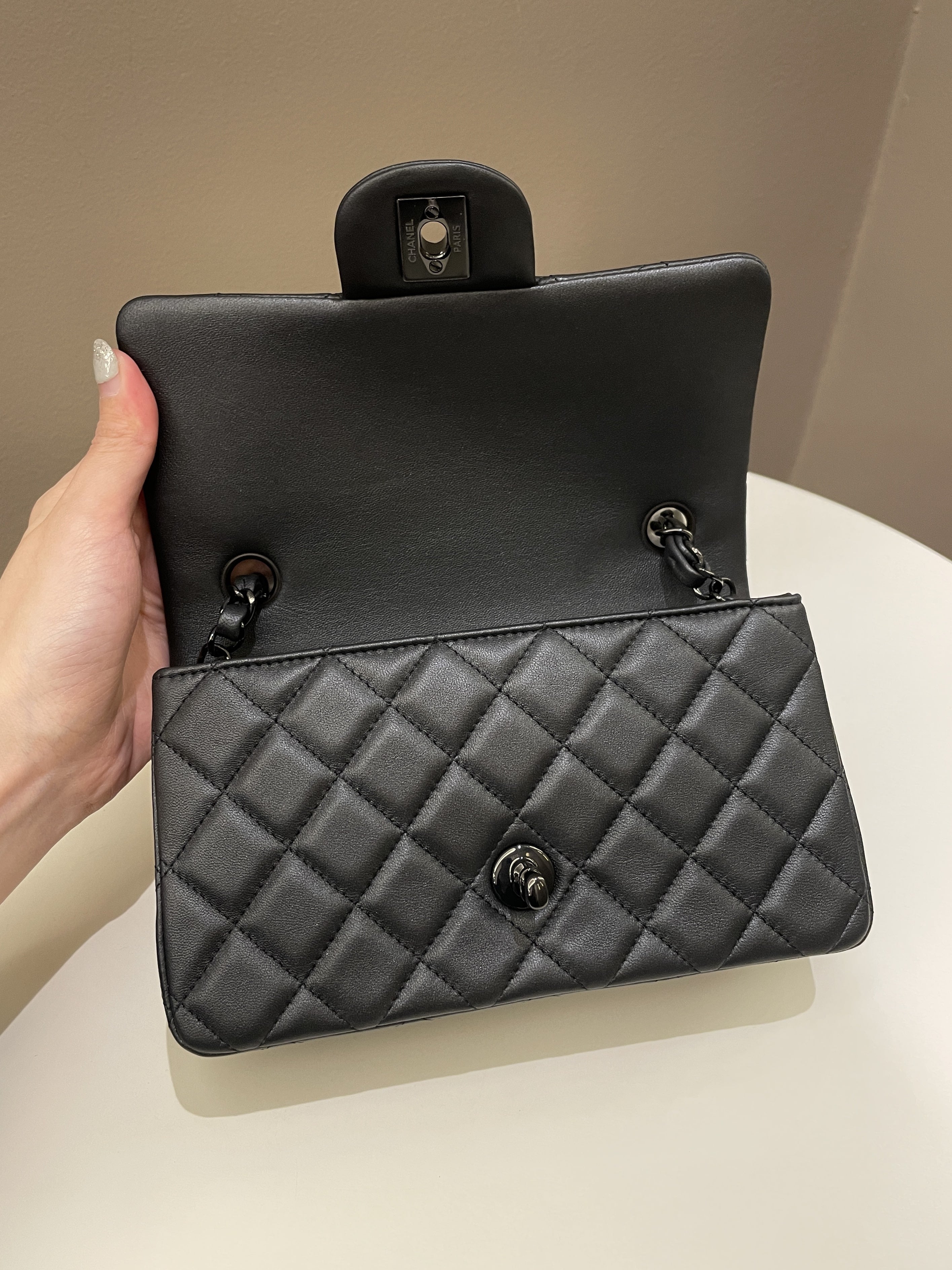 Chanel Classic So Black Quilted Mini Rectangular Black