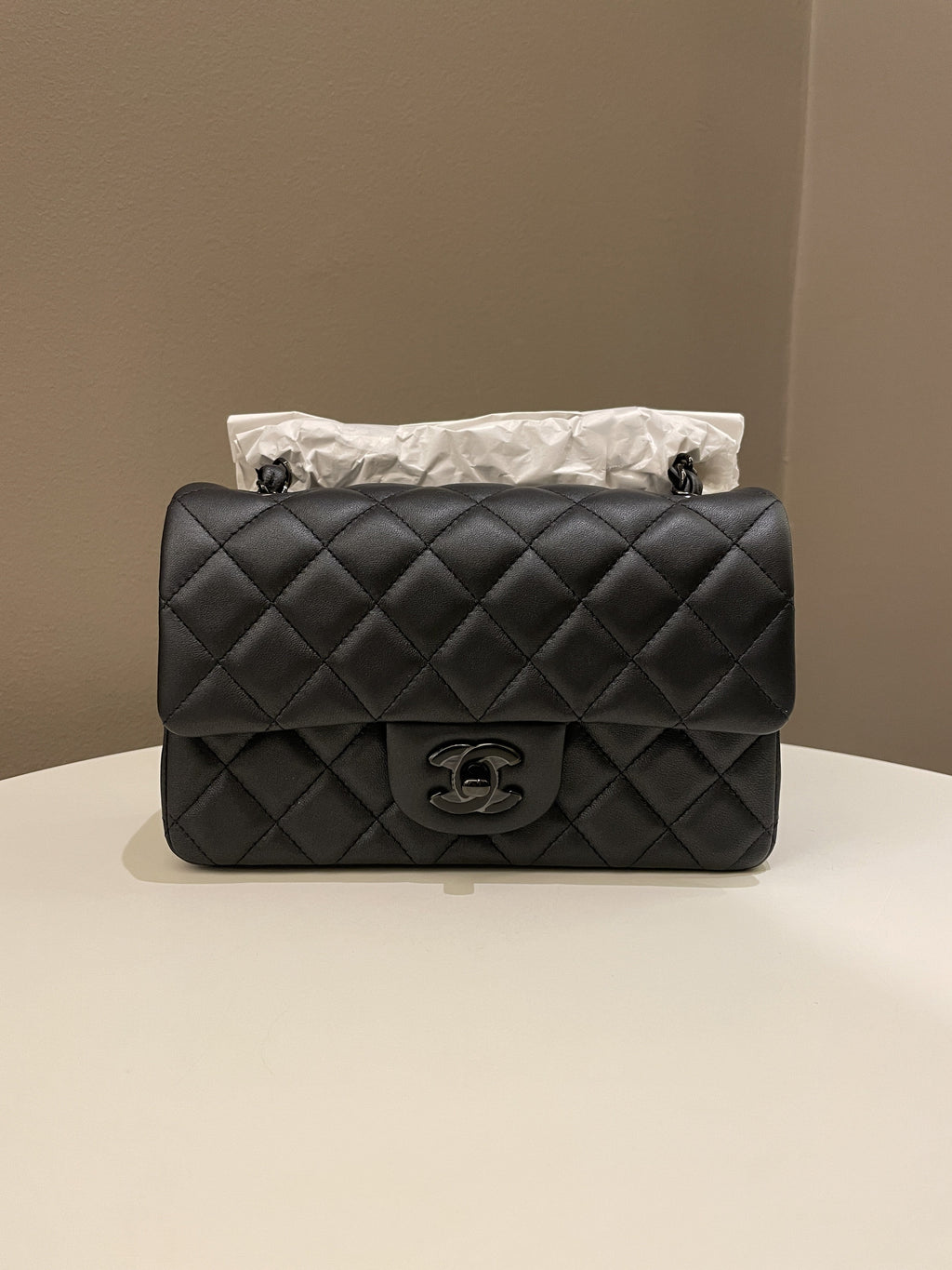 Chanel Classic So Black Quilted Mini Rectangular Black