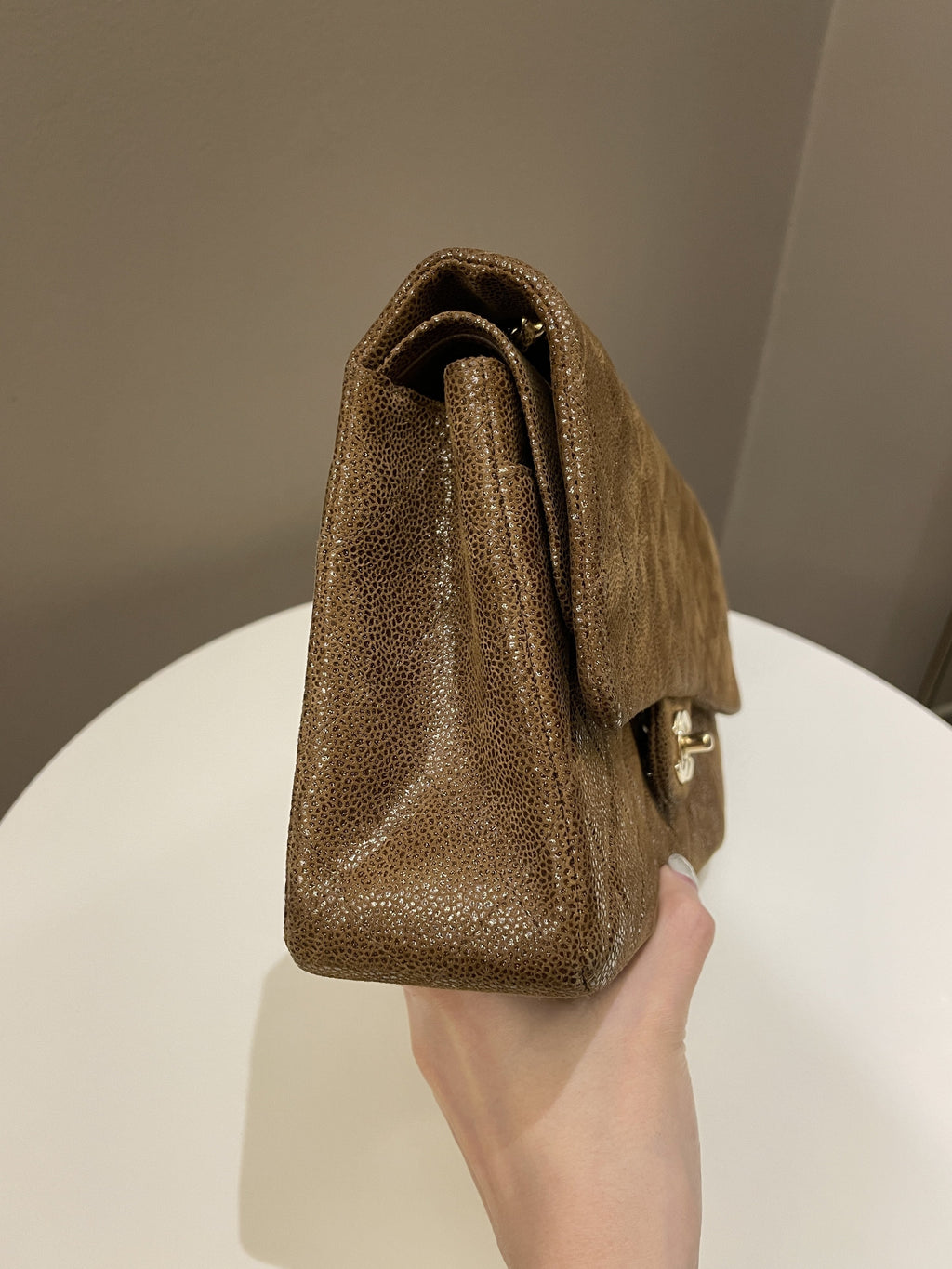 Chanel Vintage Classic Quilted Double Flap Brown Suede Caviar