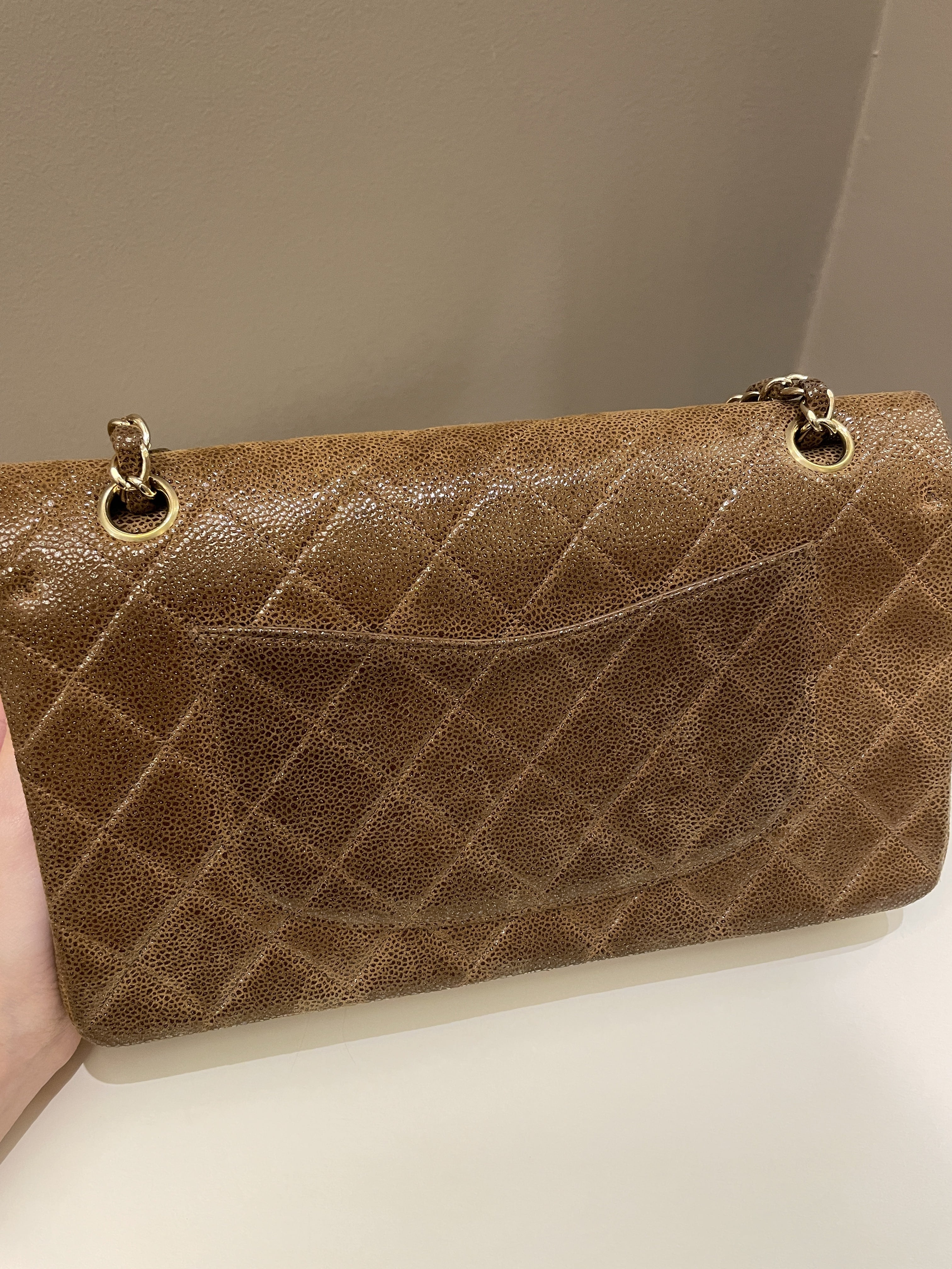 Chanel Vintage Classic Quilted Double Flap Brown Suede Caviar