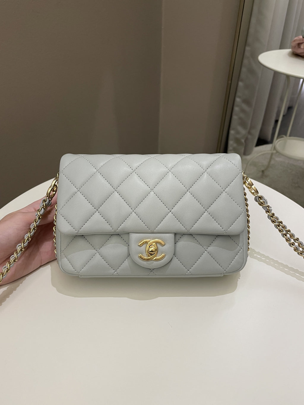 Chanel Chain Around Flap Grey Lambskin