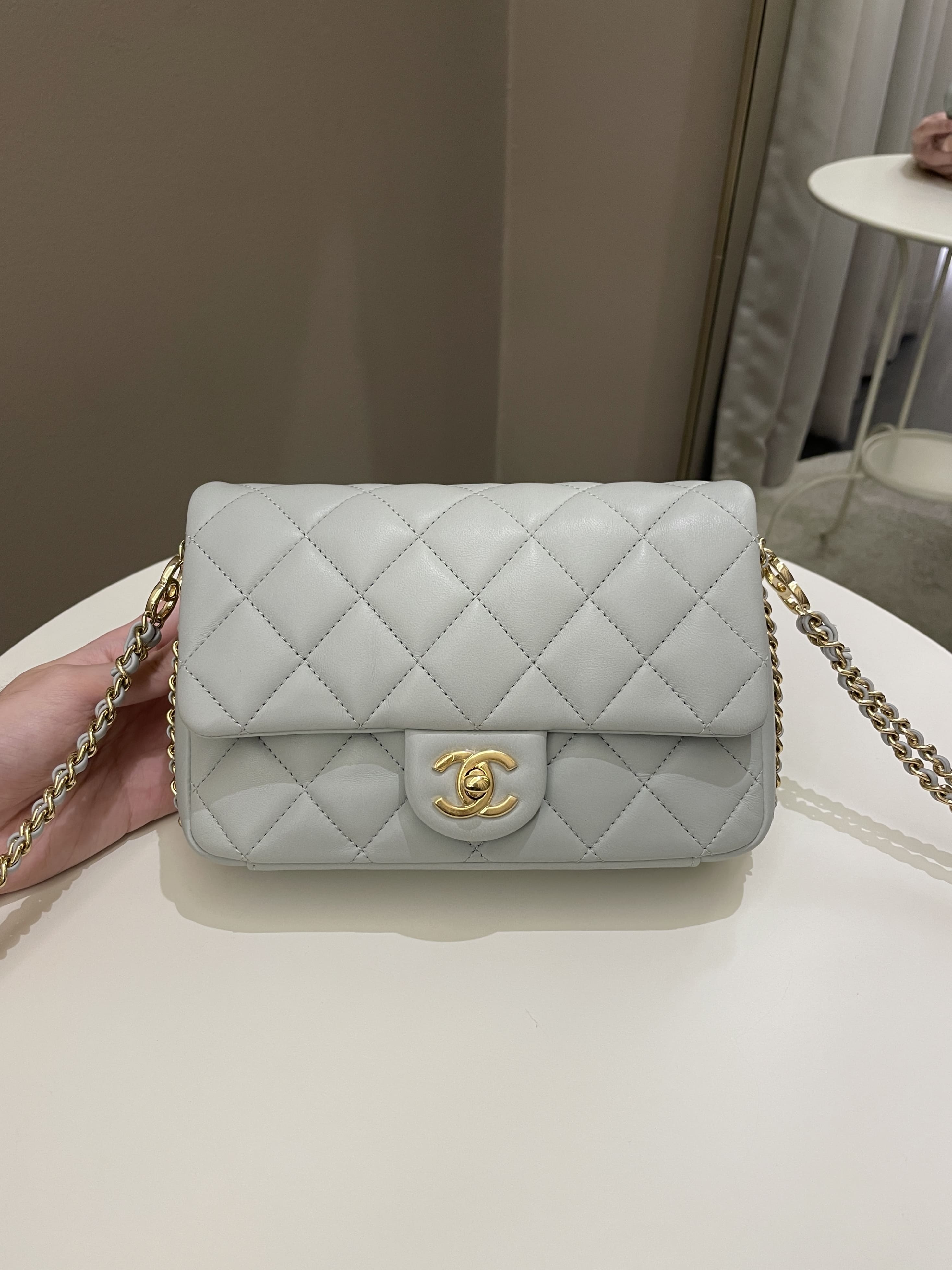 Chanel Chain Around Flap Grey Lambskin