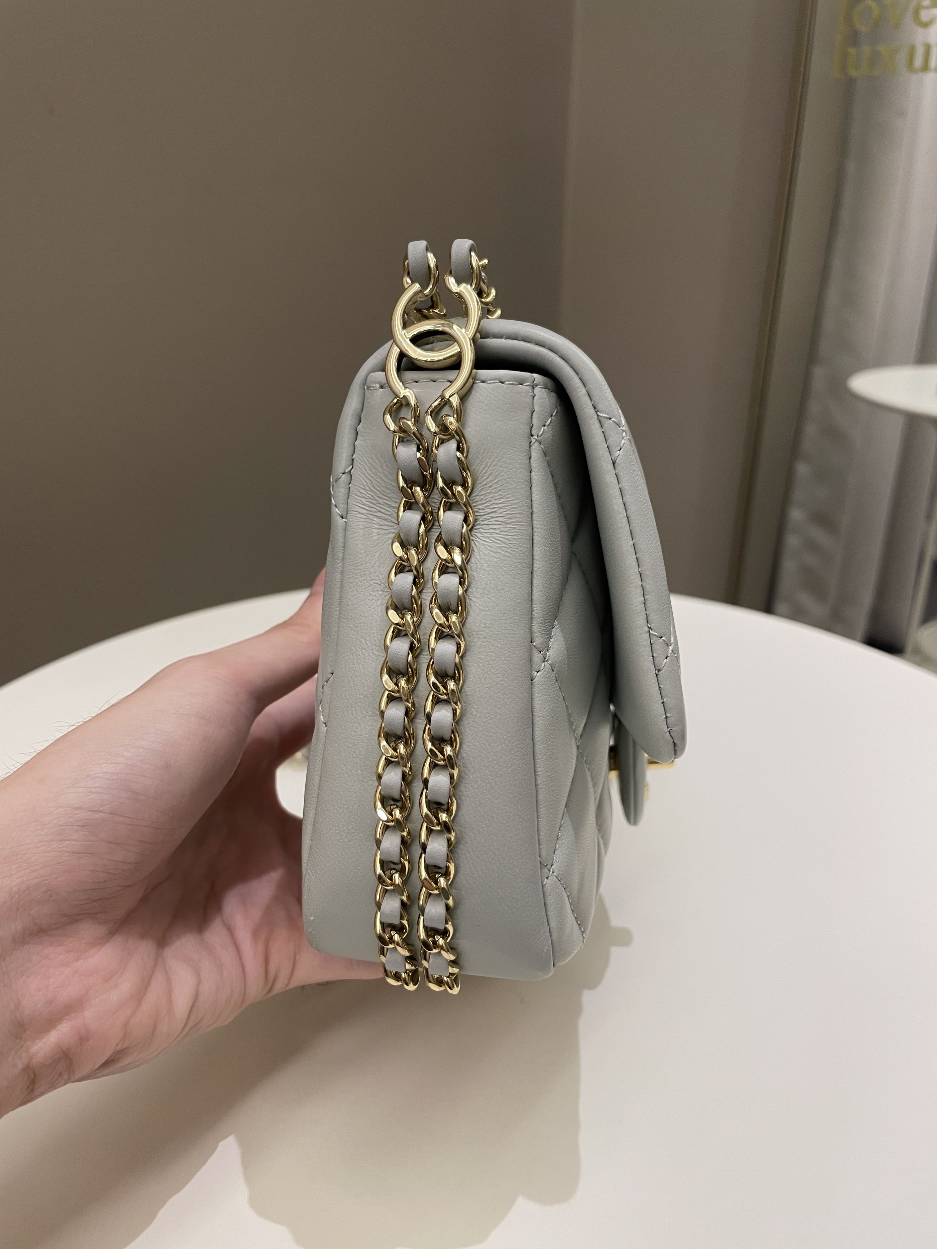 Chanel Chain Around Flap Grey Lambskin
