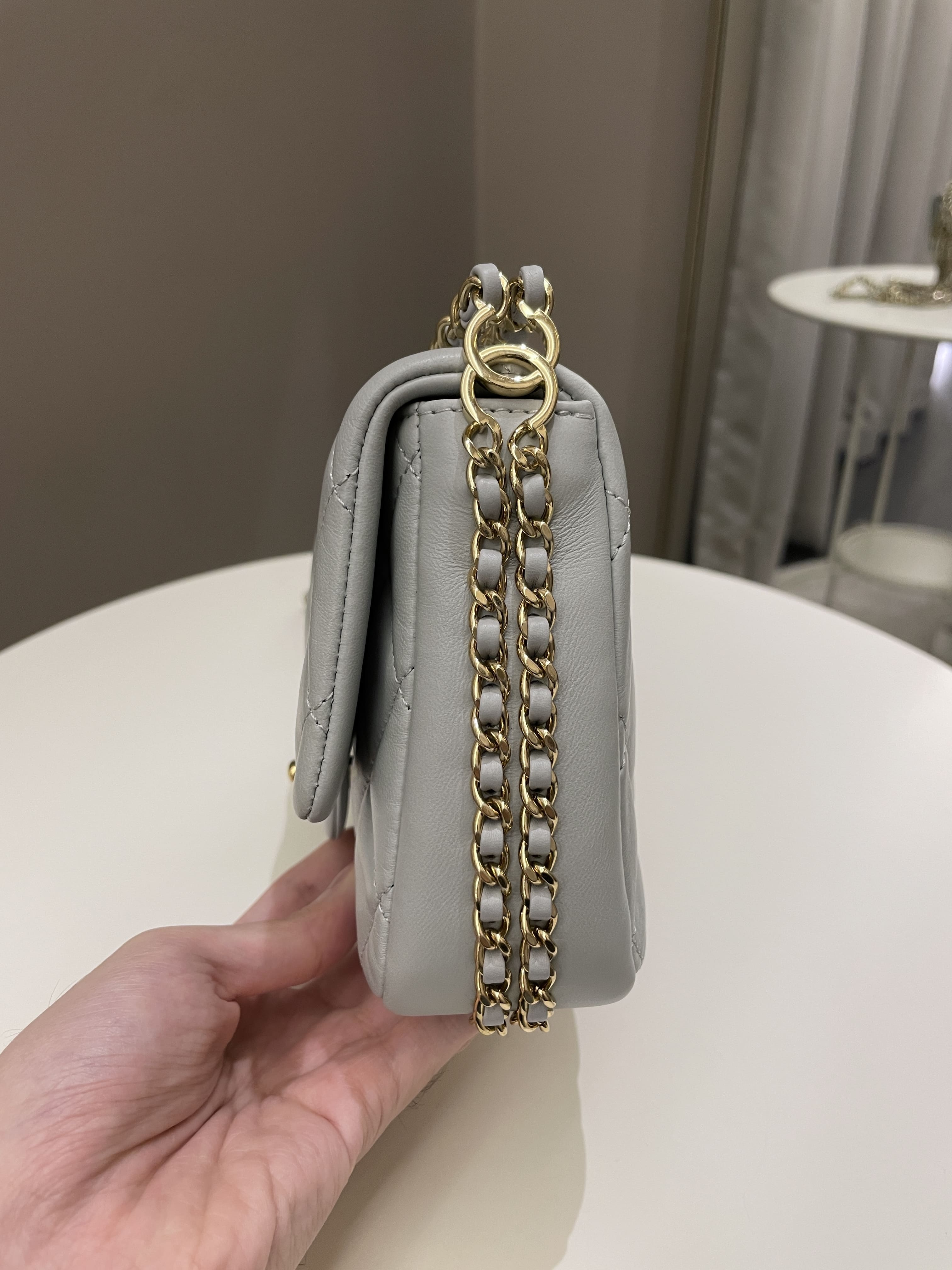 Chanel Chain Around Flap Grey Lambskin