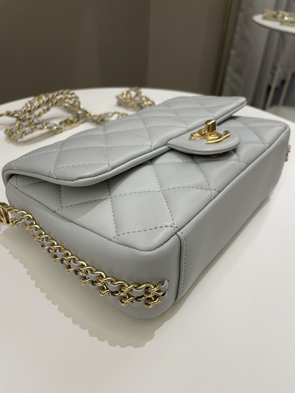 Chanel Chain Around Flap Grey Lambskin