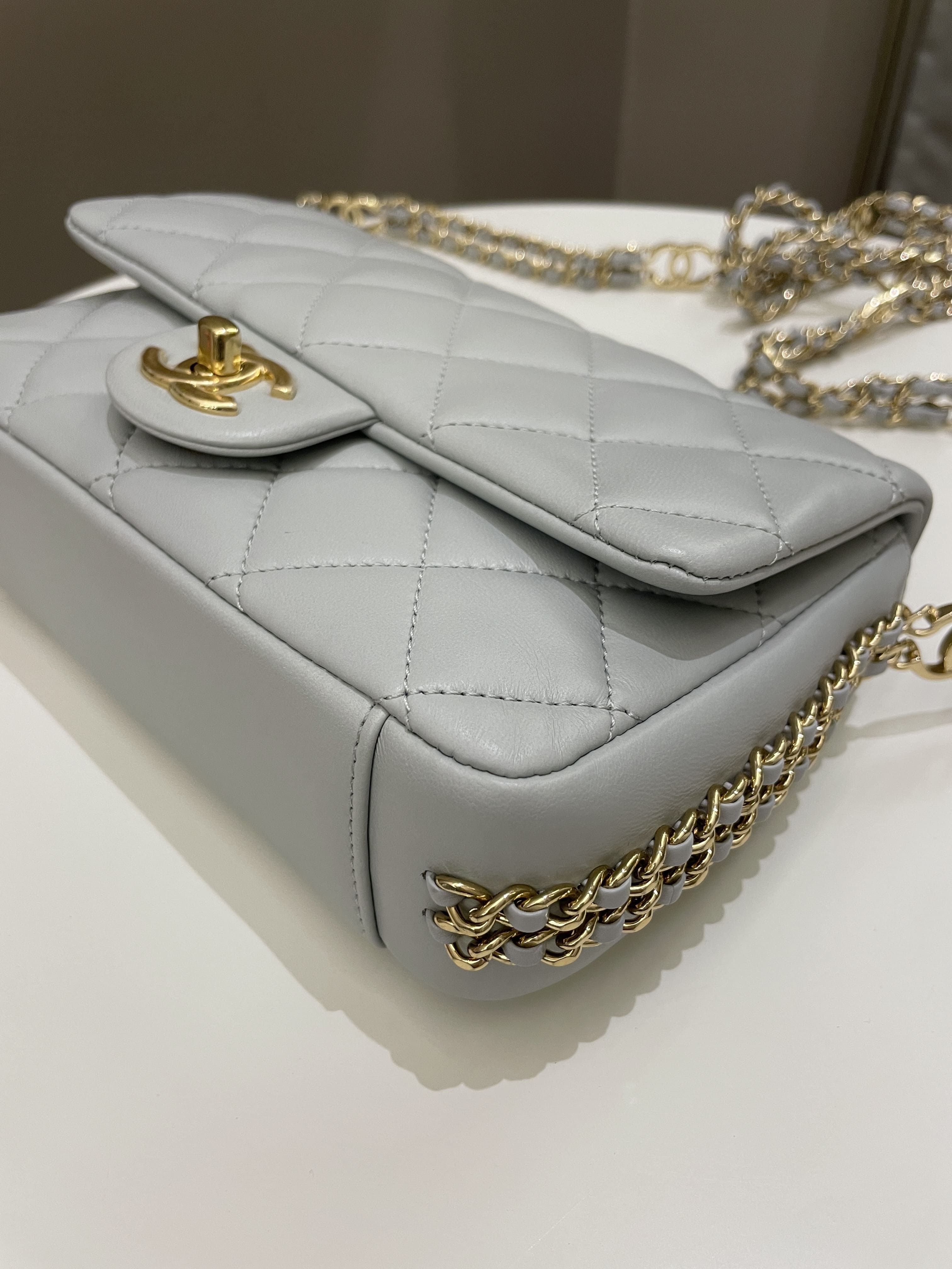 Chanel Chain Around Flap Grey Lambskin