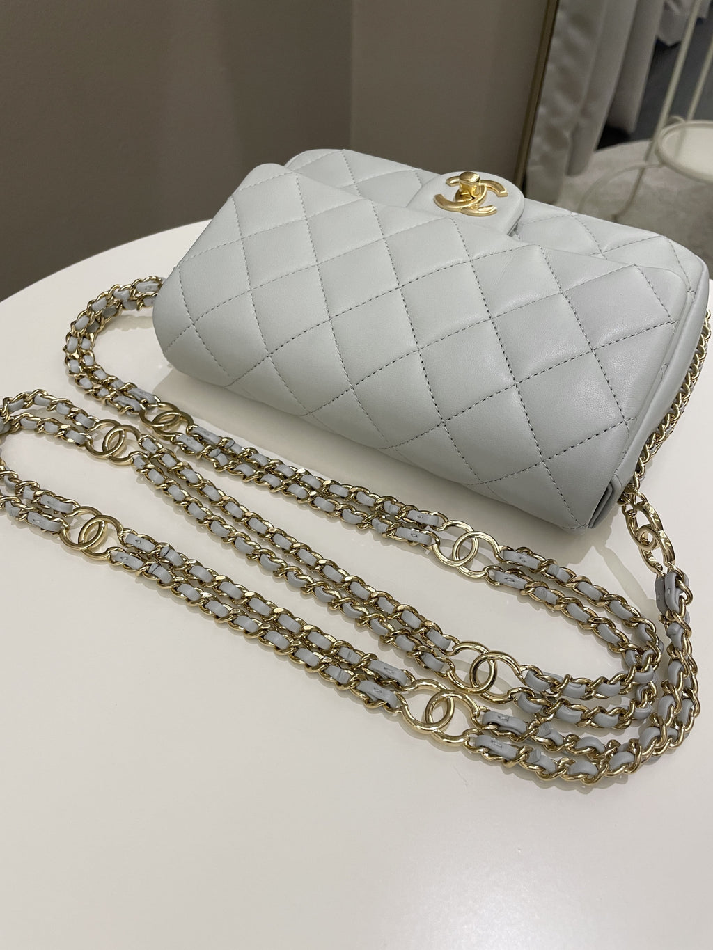Chanel Chain Around Flap Grey Lambskin