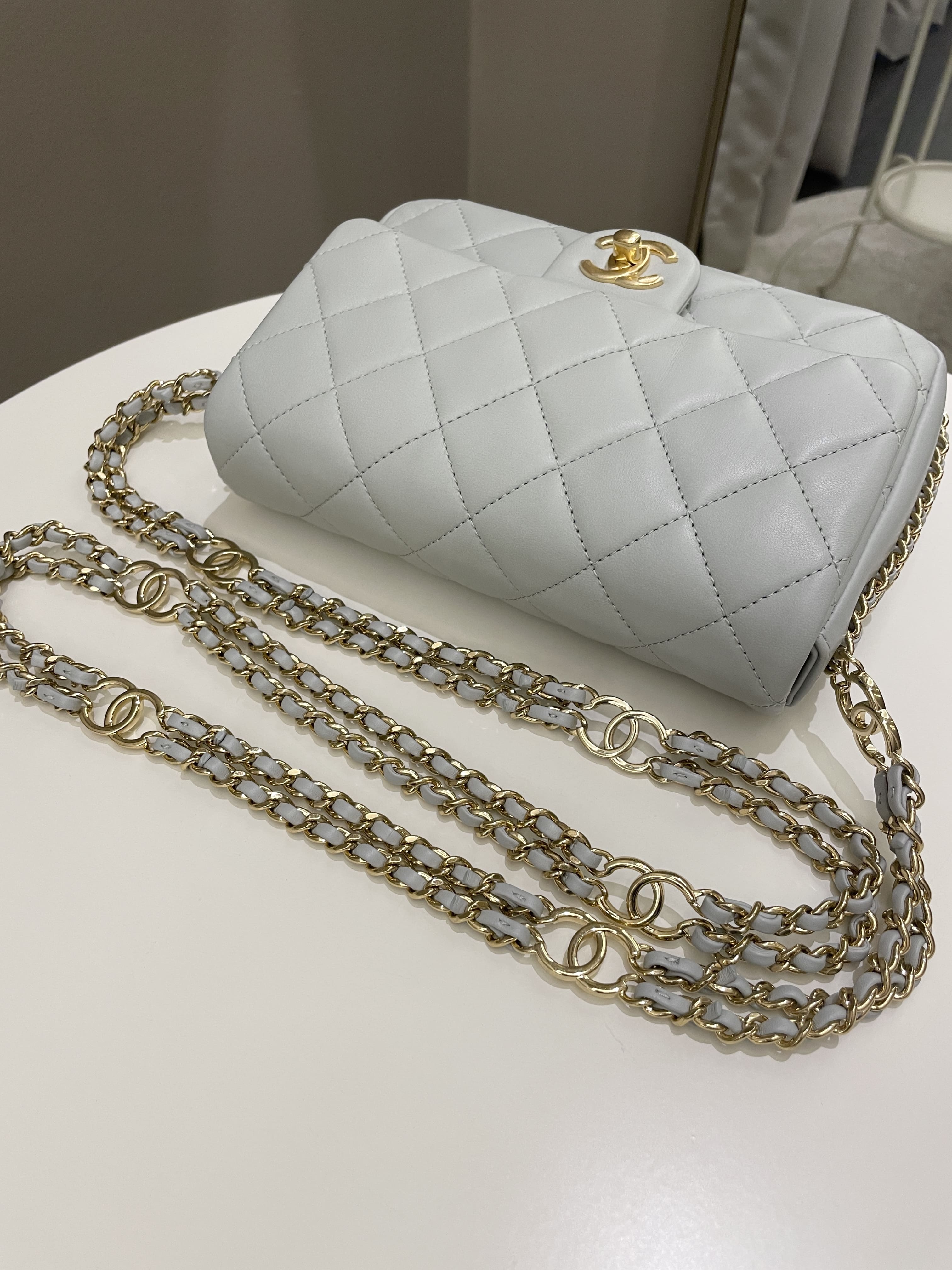 Chanel Chain Around Flap Grey Lambskin