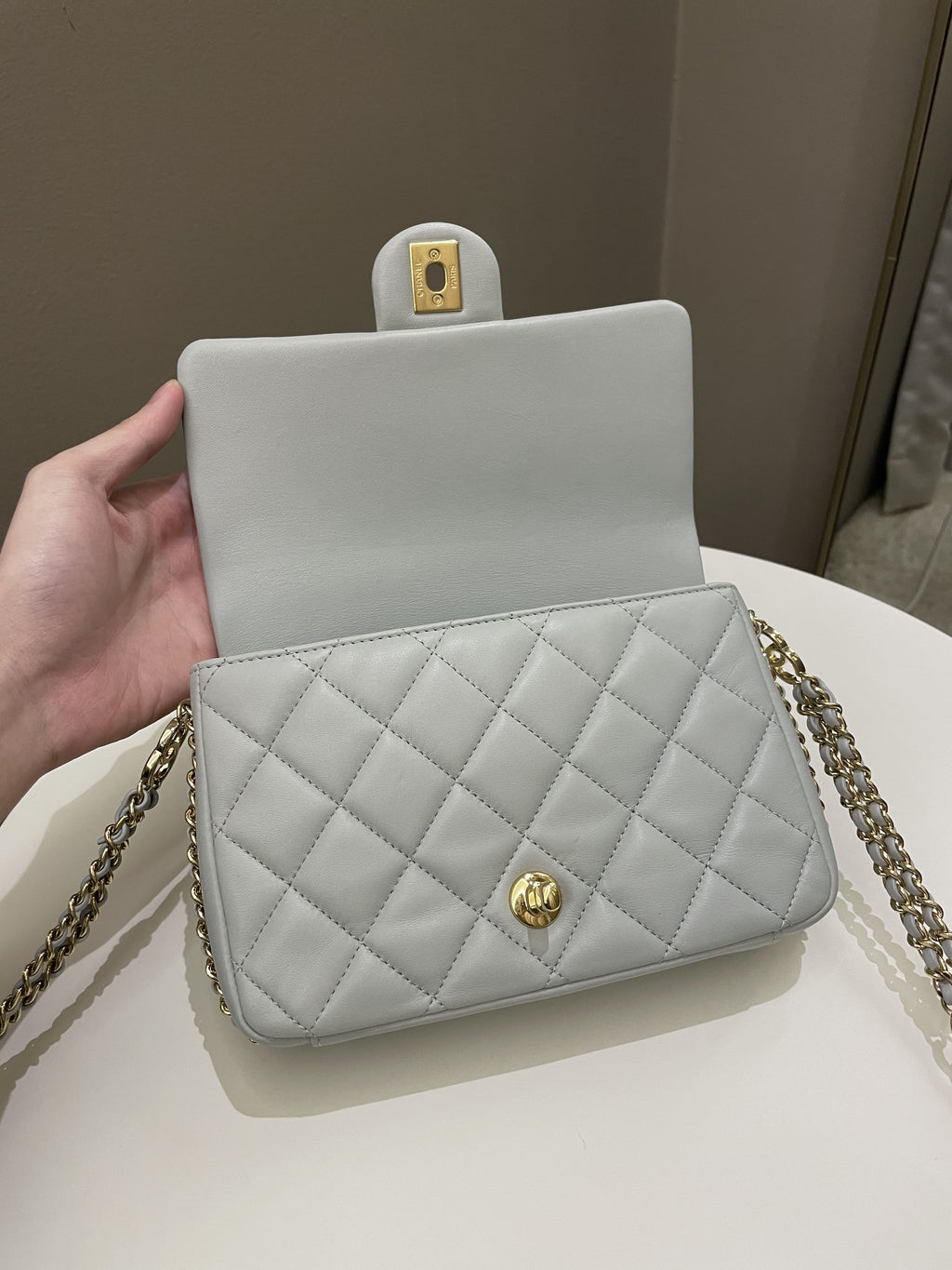 Chanel Chain Around Flap Grey Lambskin
