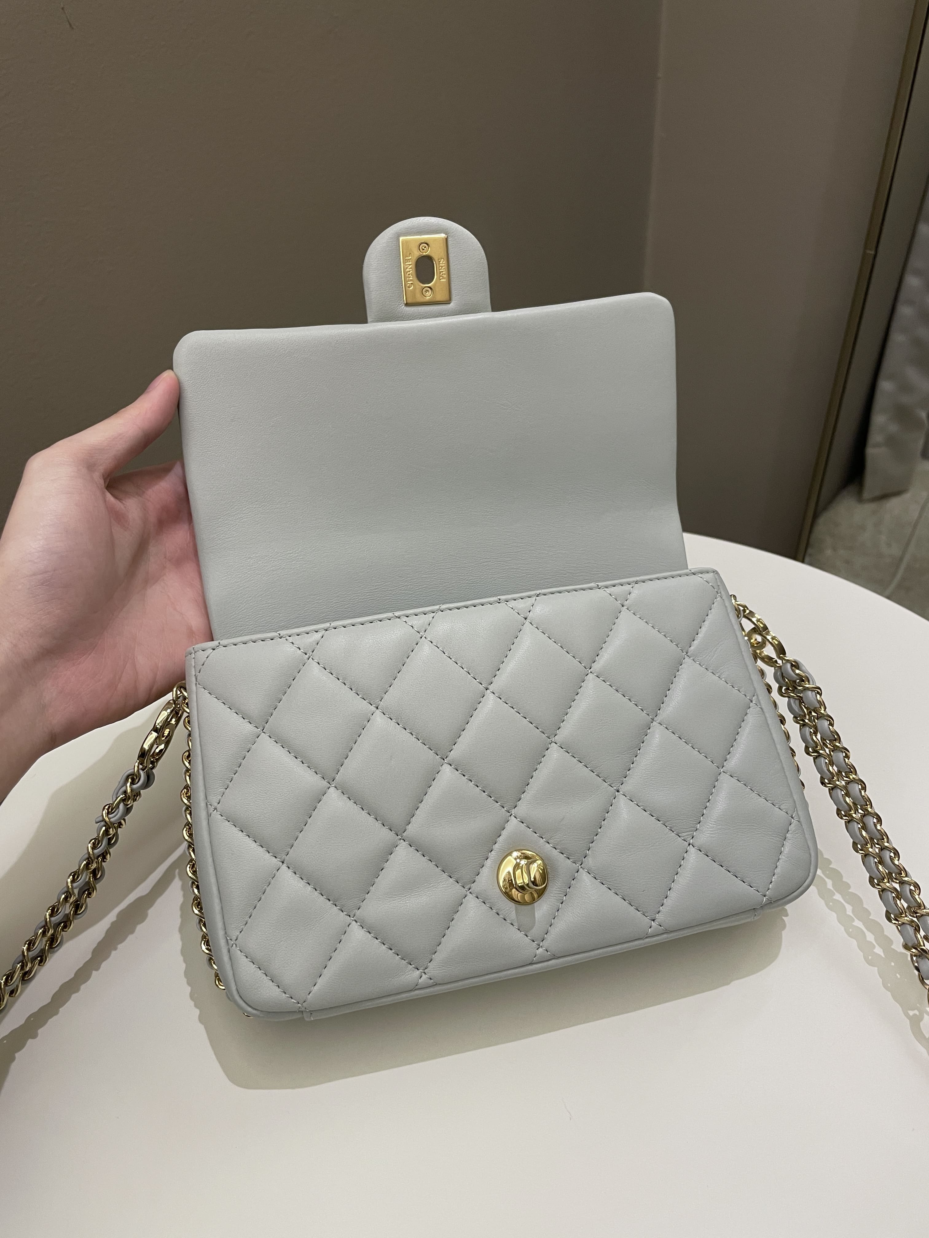 Chanel Chain Around Flap Grey Lambskin