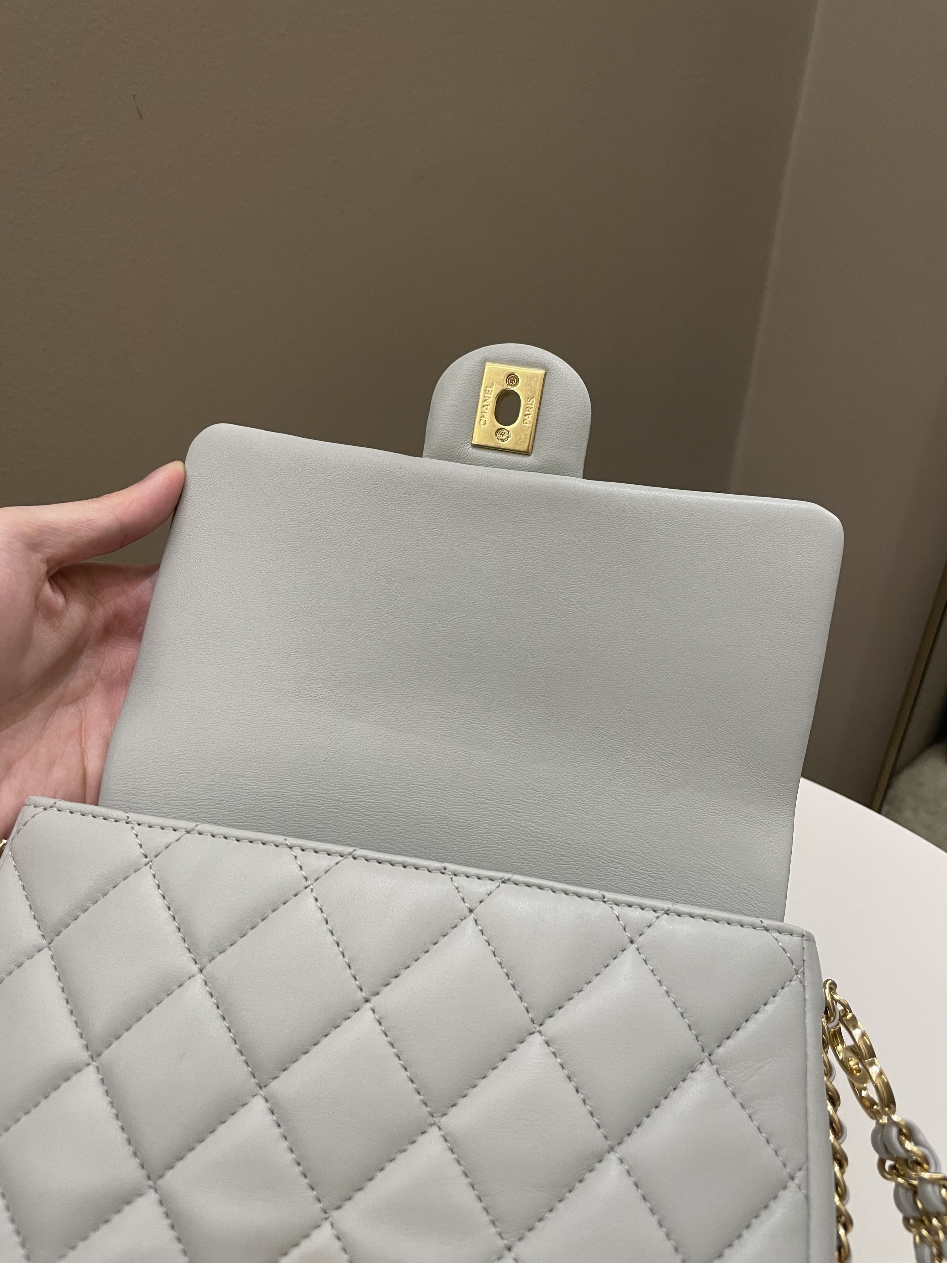 Chanel Chain Around Flap Grey Lambskin