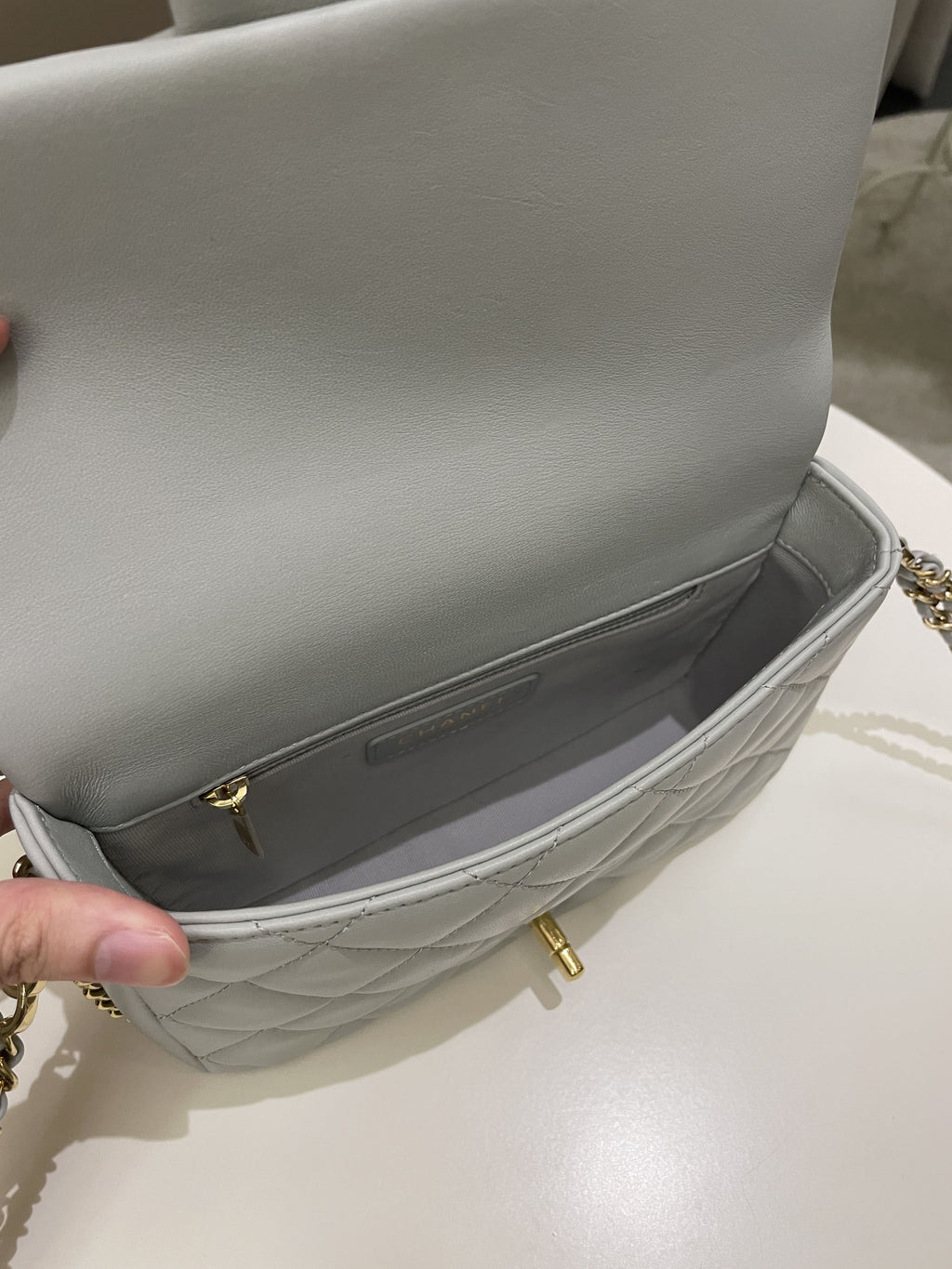 Chanel Chain Around Flap Grey Lambskin