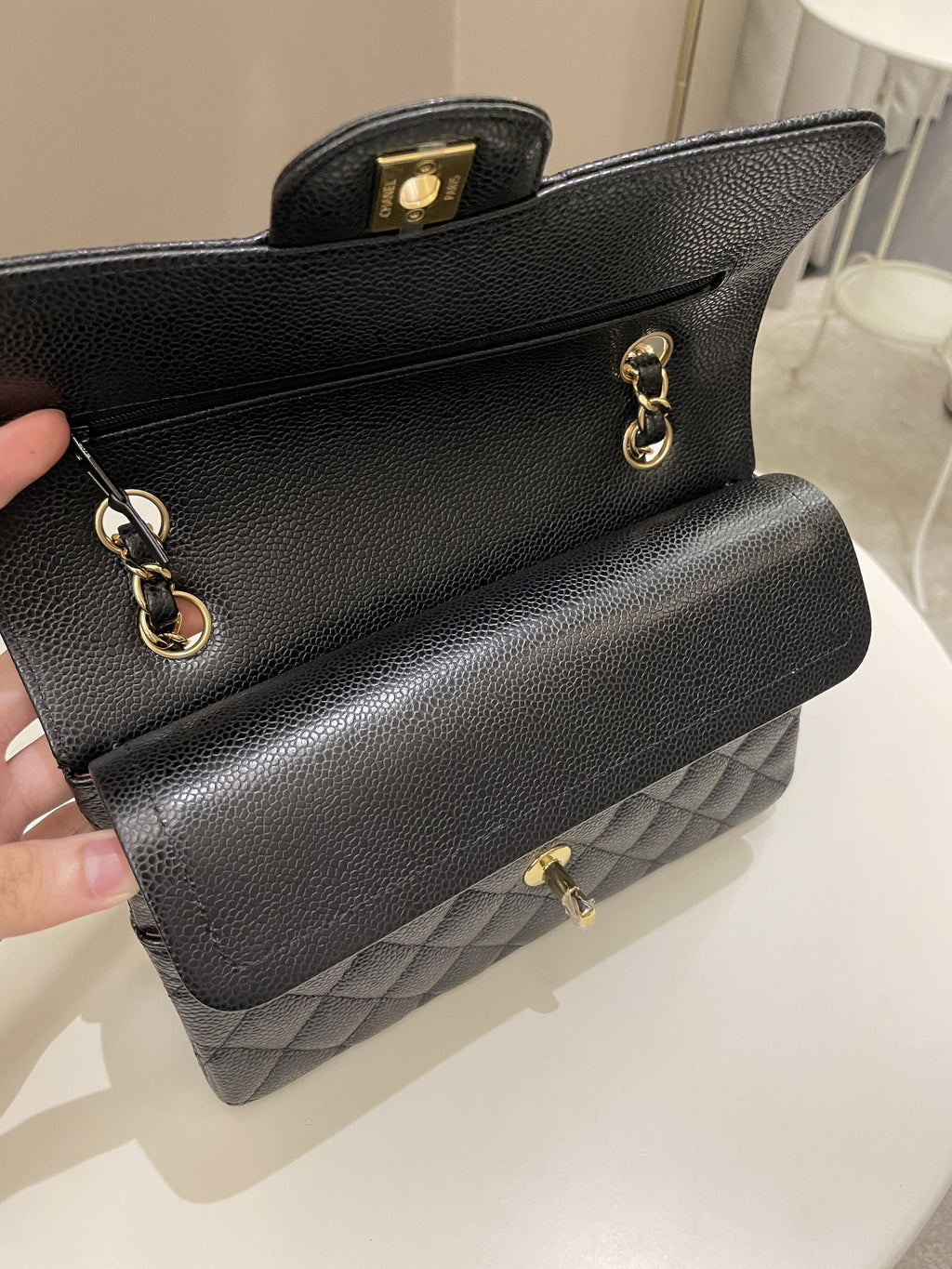 Chanel Classic Quilted Small Double Flap Black Caviar