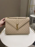 Saint Laurent Envelope Bag Beige Calfskin