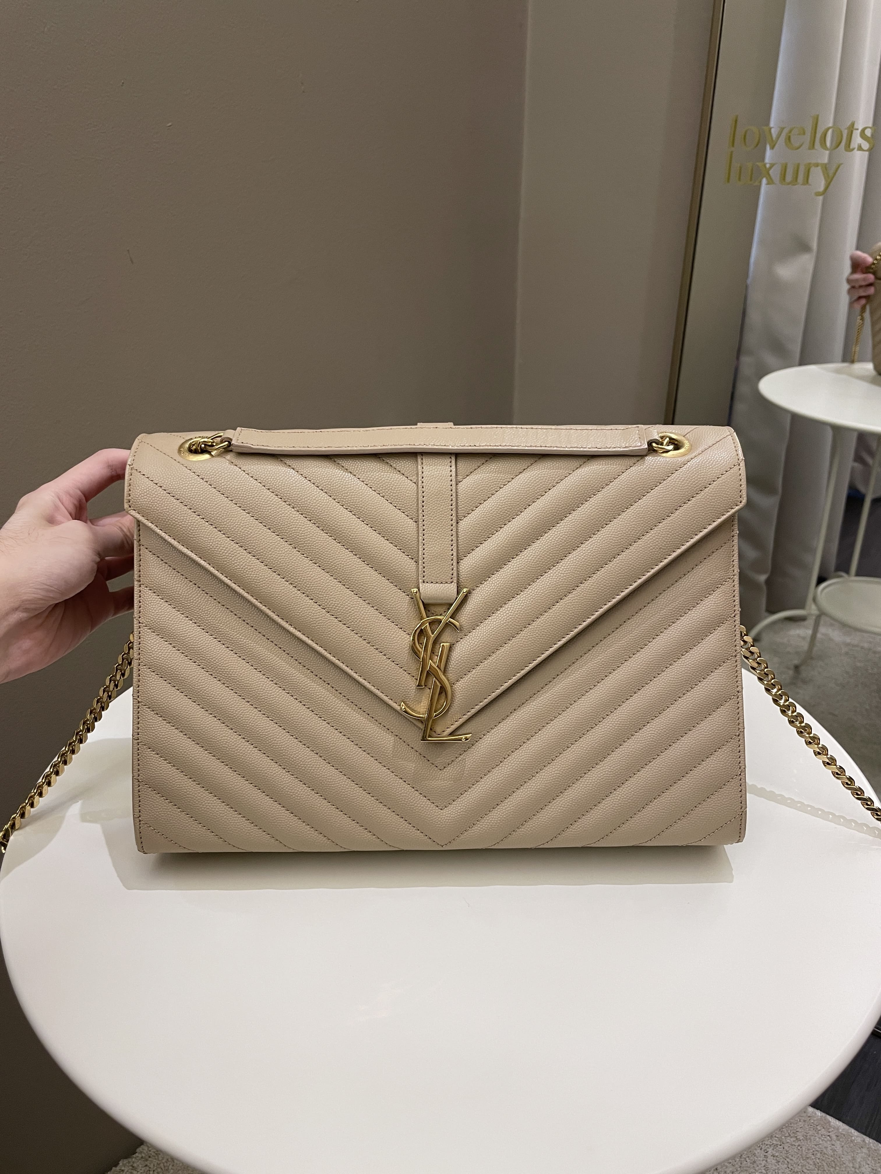Saint Laurent Envelope Bag Beige Calfskin