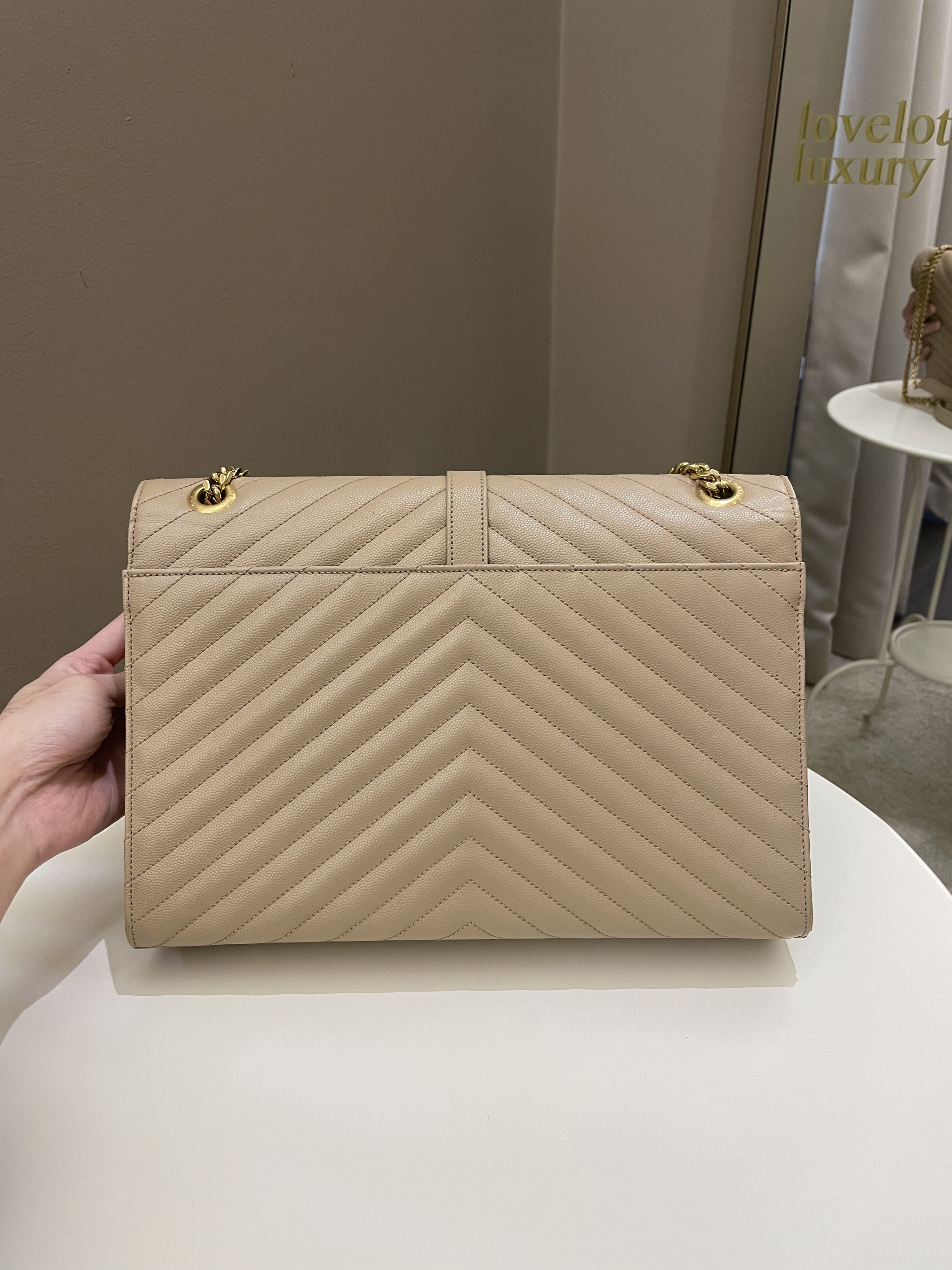 Saint Laurent Envelope Bag Beige Calfskin
