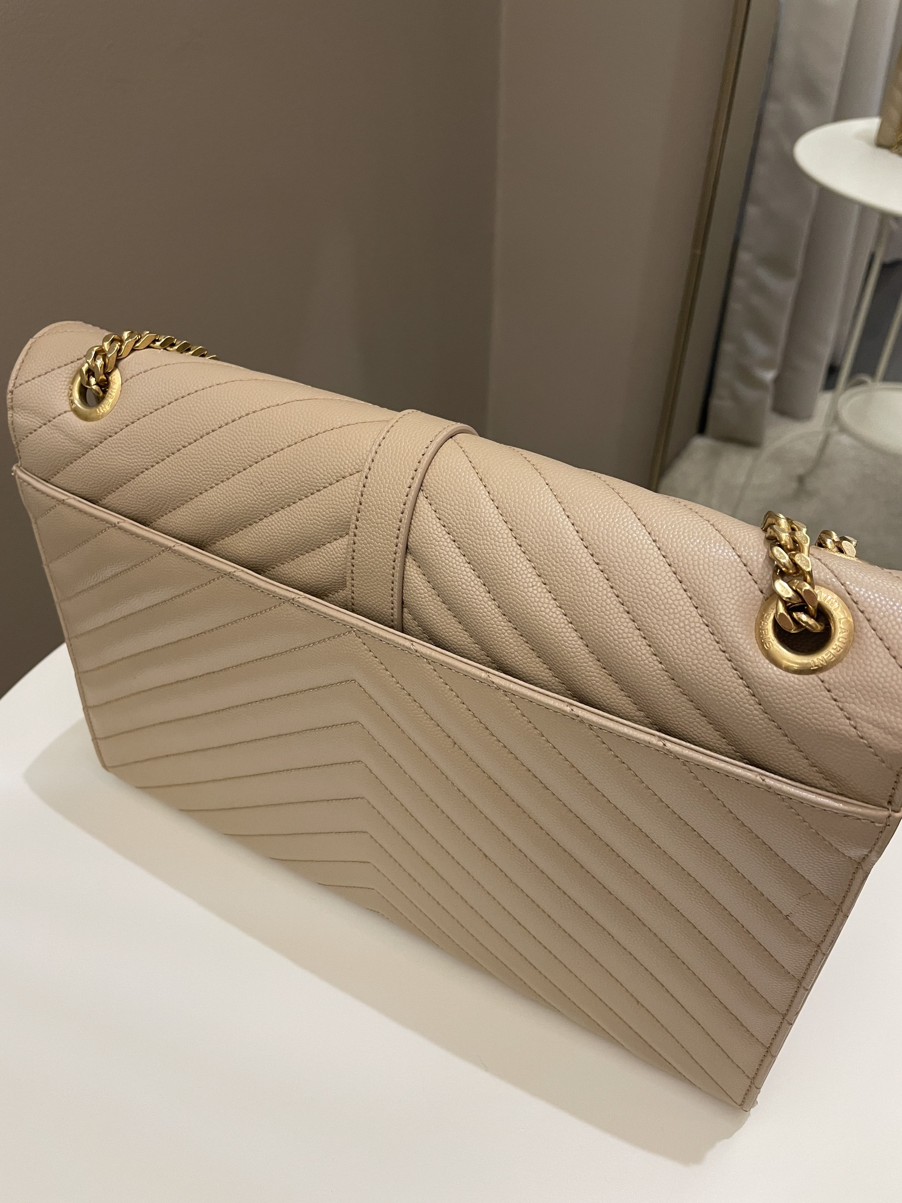 Saint Laurent Envelope Bag Beige Calfskin
