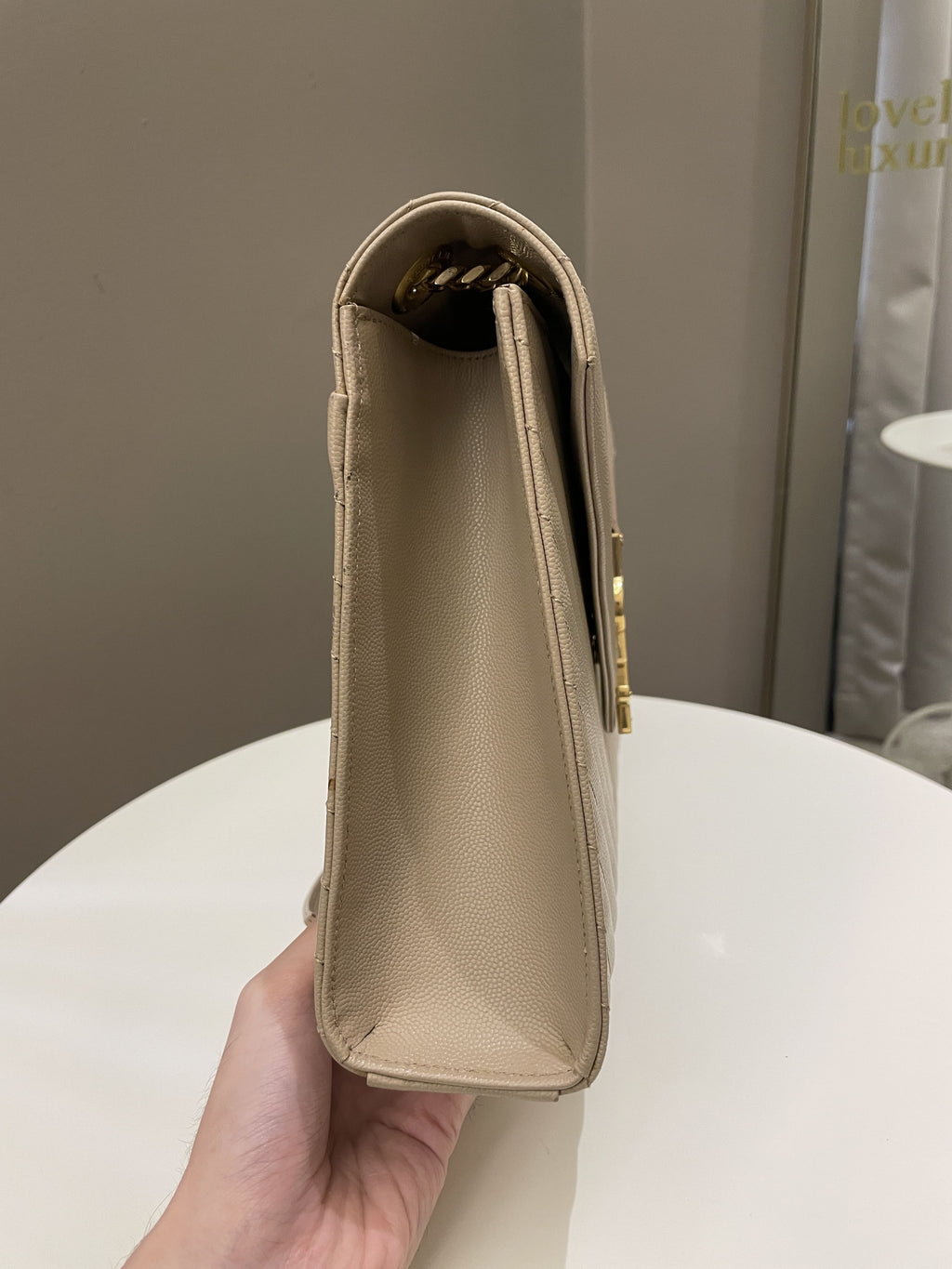 Saint Laurent Envelope Bag Beige Calfskin