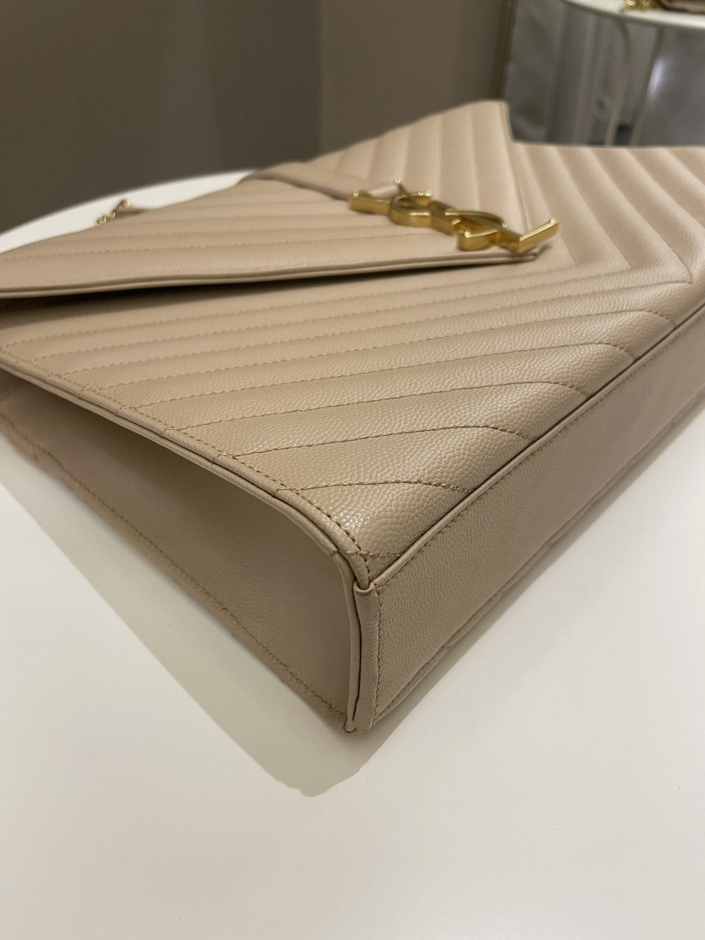 Saint Laurent Envelope Bag Beige Calfskin
