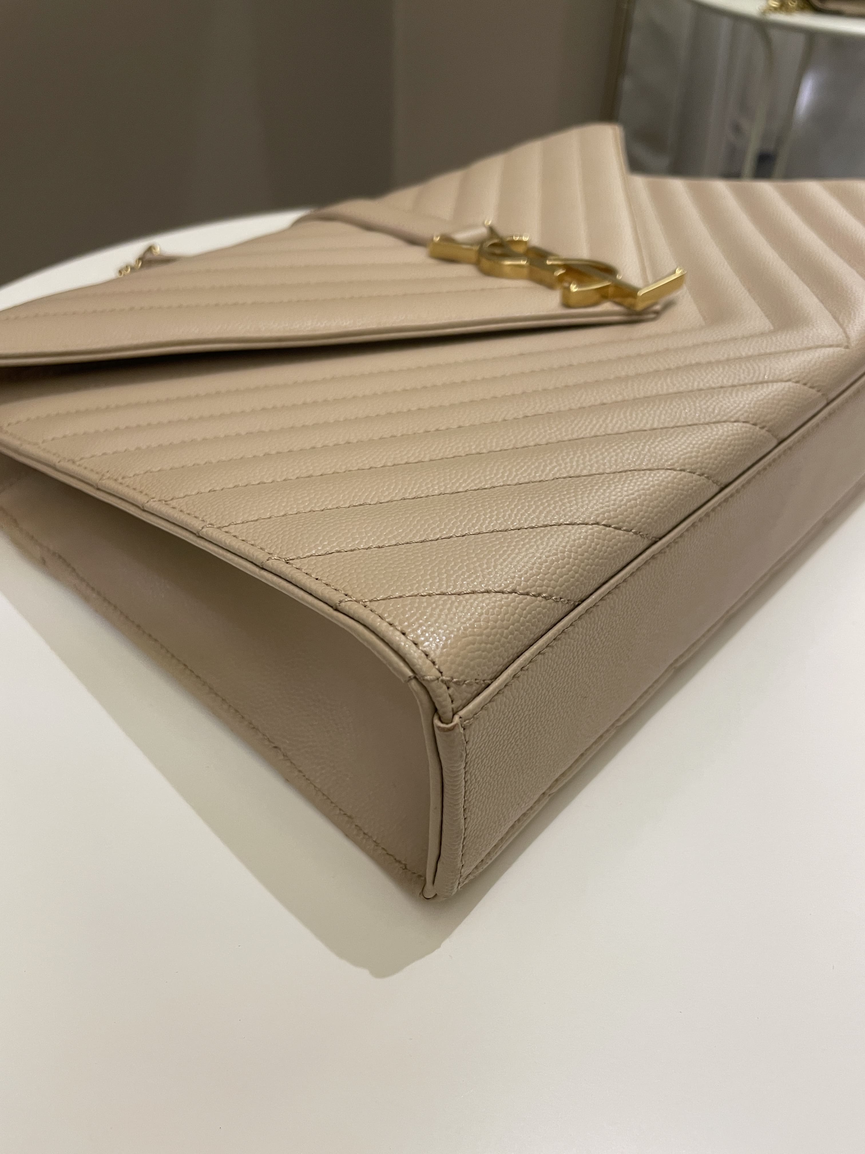 Saint Laurent Envelope Bag Beige Calfskin