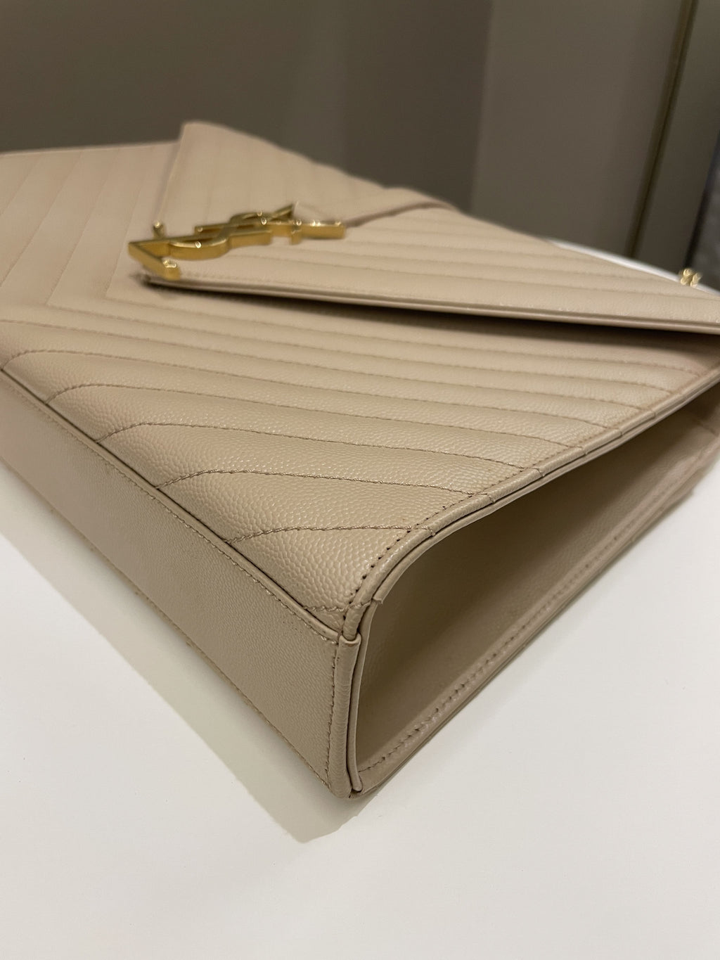 Saint Laurent Envelope Bag Beige Calfskin