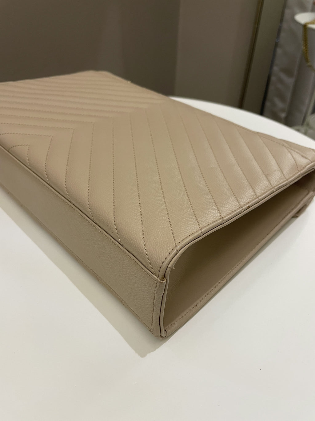 Saint Laurent Envelope Bag Beige Calfskin